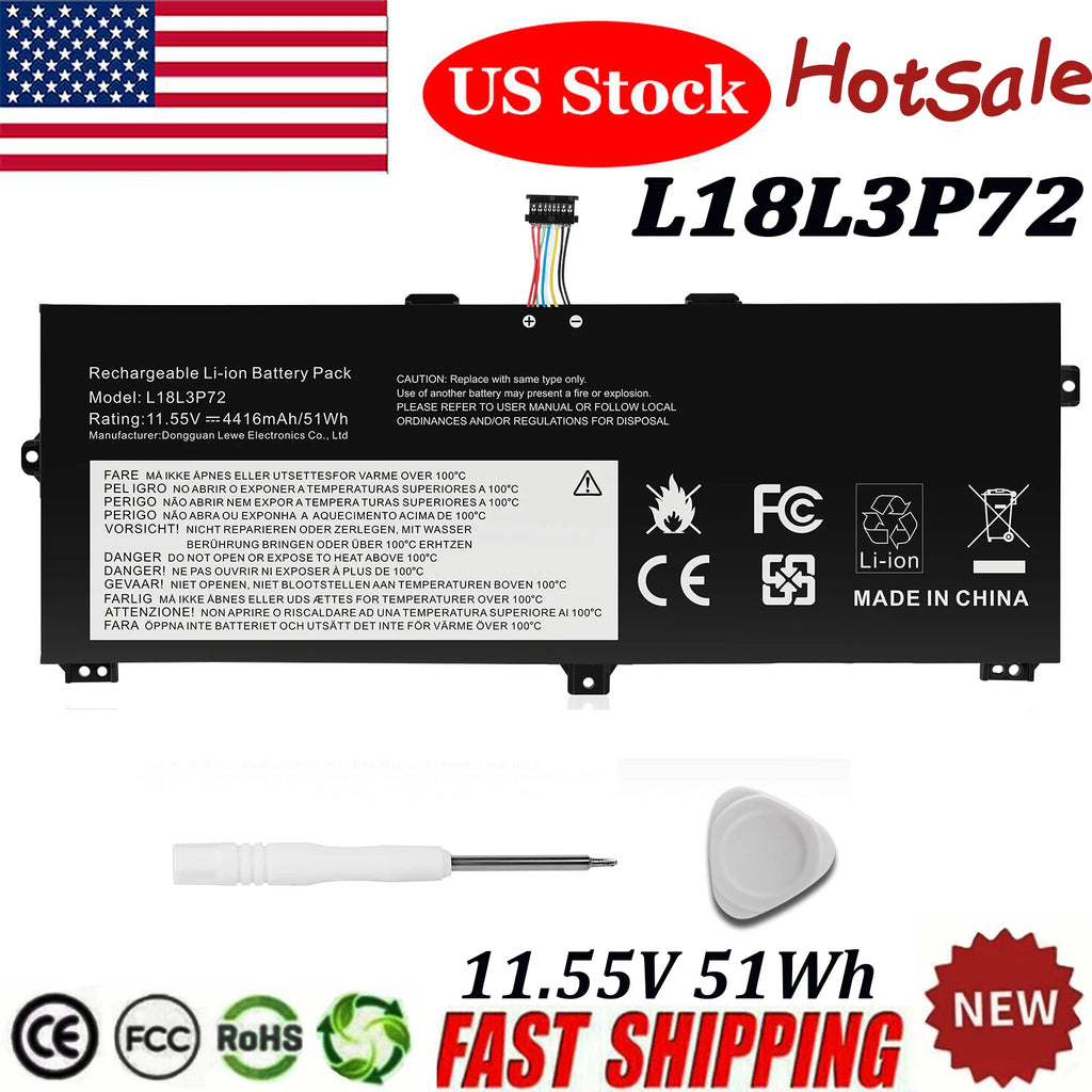 51Wh L18L3P72 L18M3P72 02DL021 Battery For Lenovo ThinkPad X390 X13 Yoga Gen 1