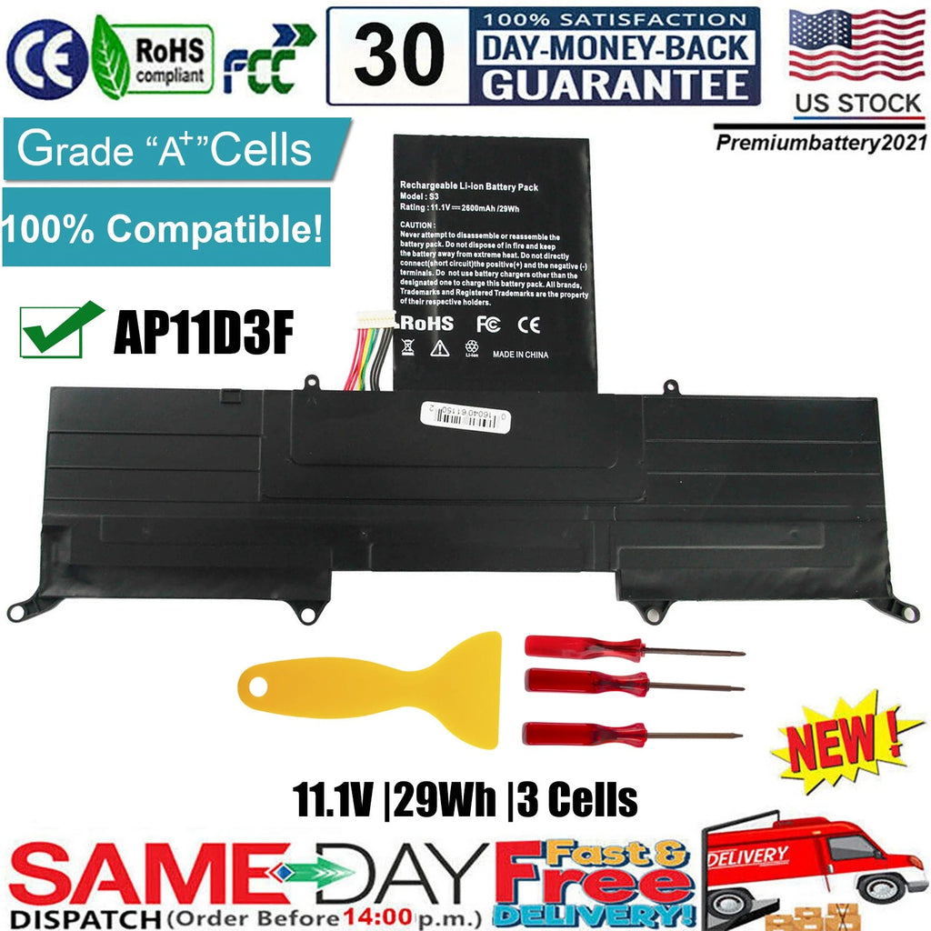?NEW Battery for Acer Aspire S3 S3-391 S3-371 S3-951-2464 AP11D3F AP11D4F MS2346