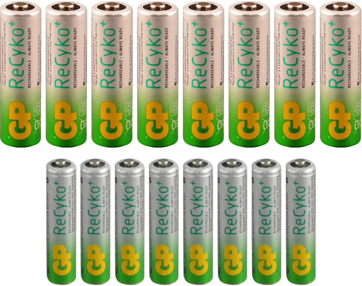 GP RECYKO NiMH Rechargeable 8 AA & 8 AAA Batteries