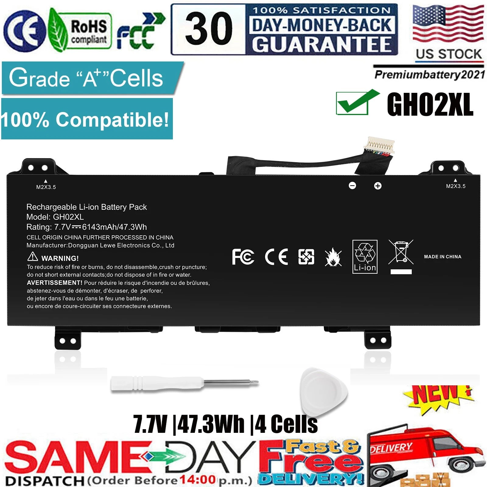 GH02XL GHO2XL L75253-271 Battery for HP Chromebook 11A G8 11 G8 14 G6 L75783-005