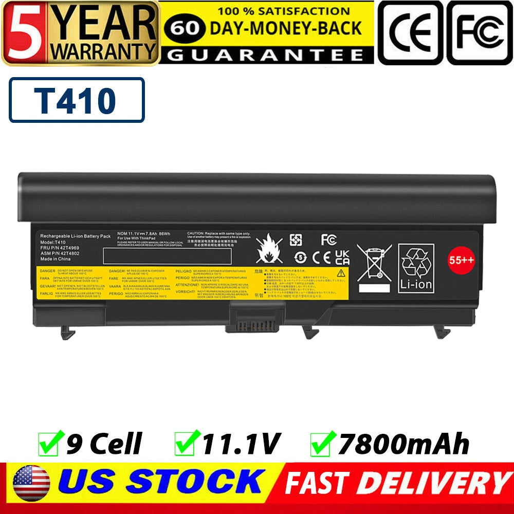 7800mAh Battery for IBM Lenovo ThinkPad T410 T410i T420 T420i T510 42T4753 E420