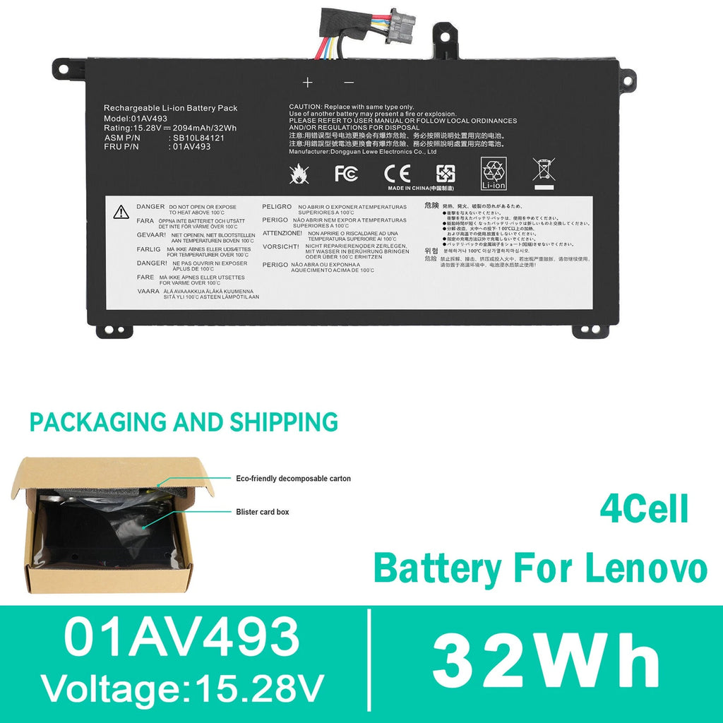 NEW 01AV493 Battery For Lenovo ThinkPad T570 T580 P51S P52S 00UR890 00UR891 32WH