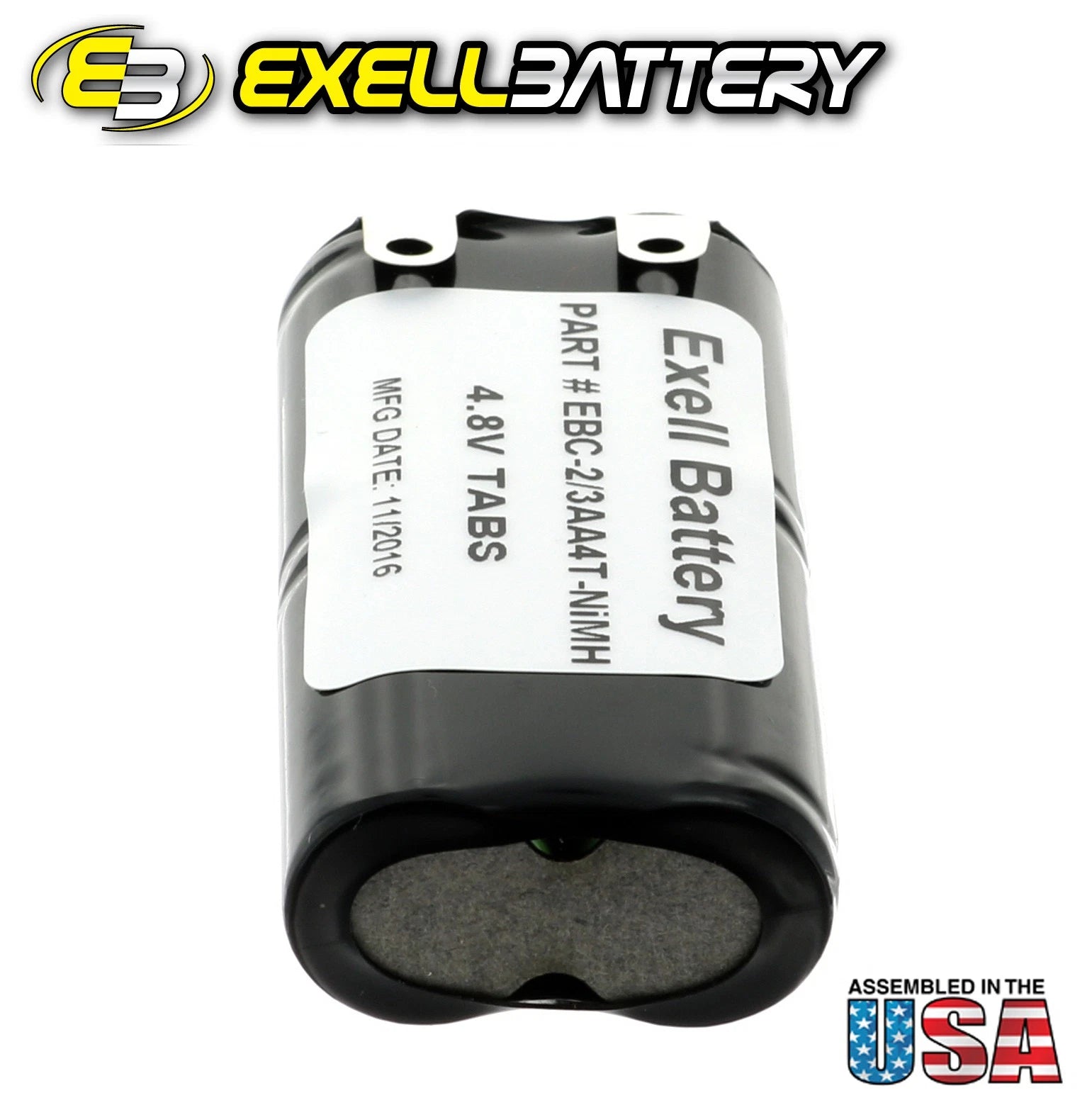 Exell 4.8V 650mAh NiMH Battery Pack w/ Tabs GMRS Radio Solar Lights RC Cars
