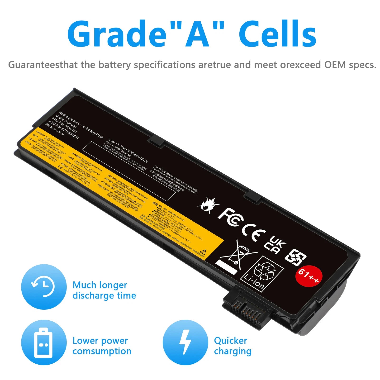 01AV423 01AV427 SB10K97584 61++ Battery For Thinkpad T470 T480 P51S P52S TP25
