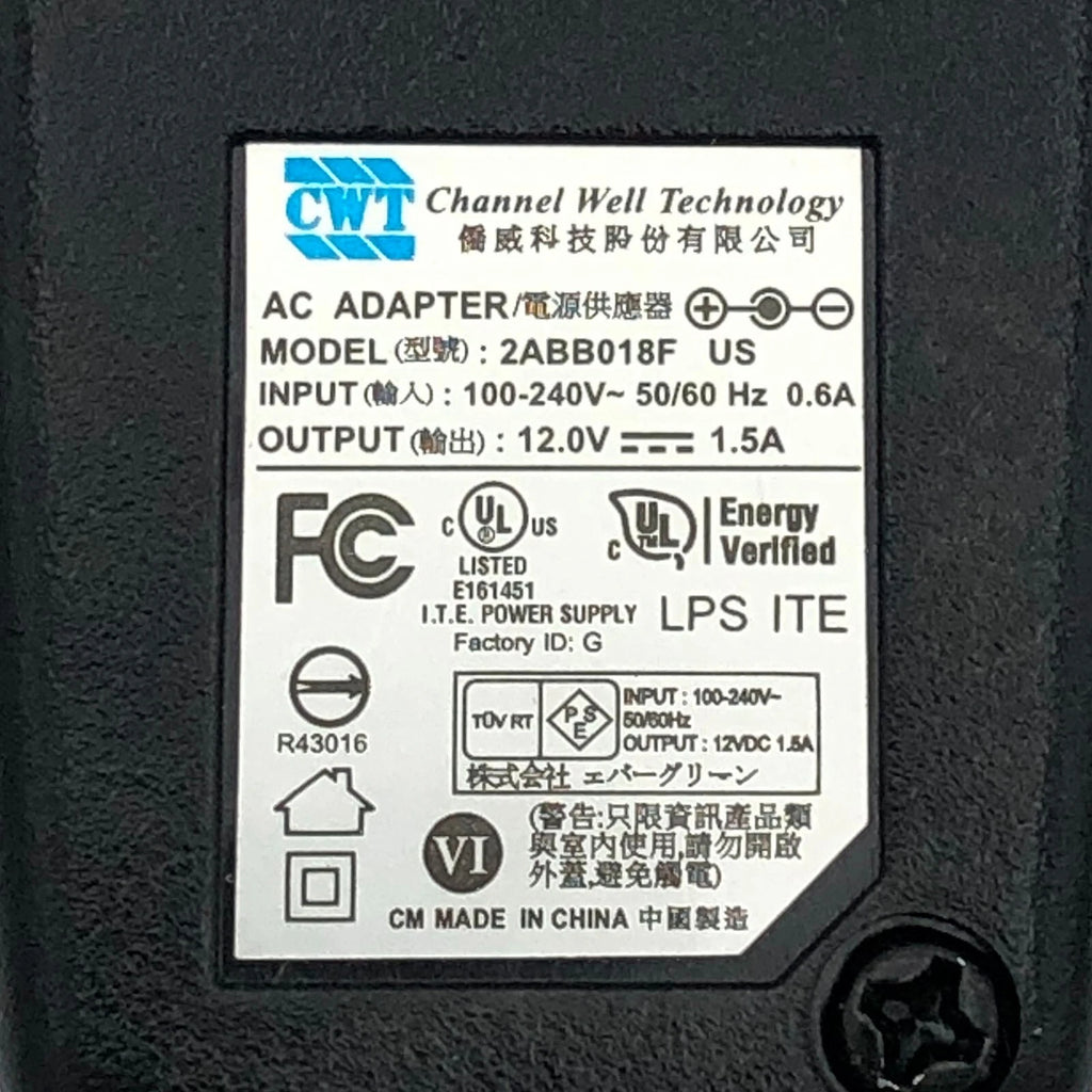 NEW Original CWT 2ABB018F US 12V 1.5A 18W Power Supply Wall Adapter 5.5x2.5mm