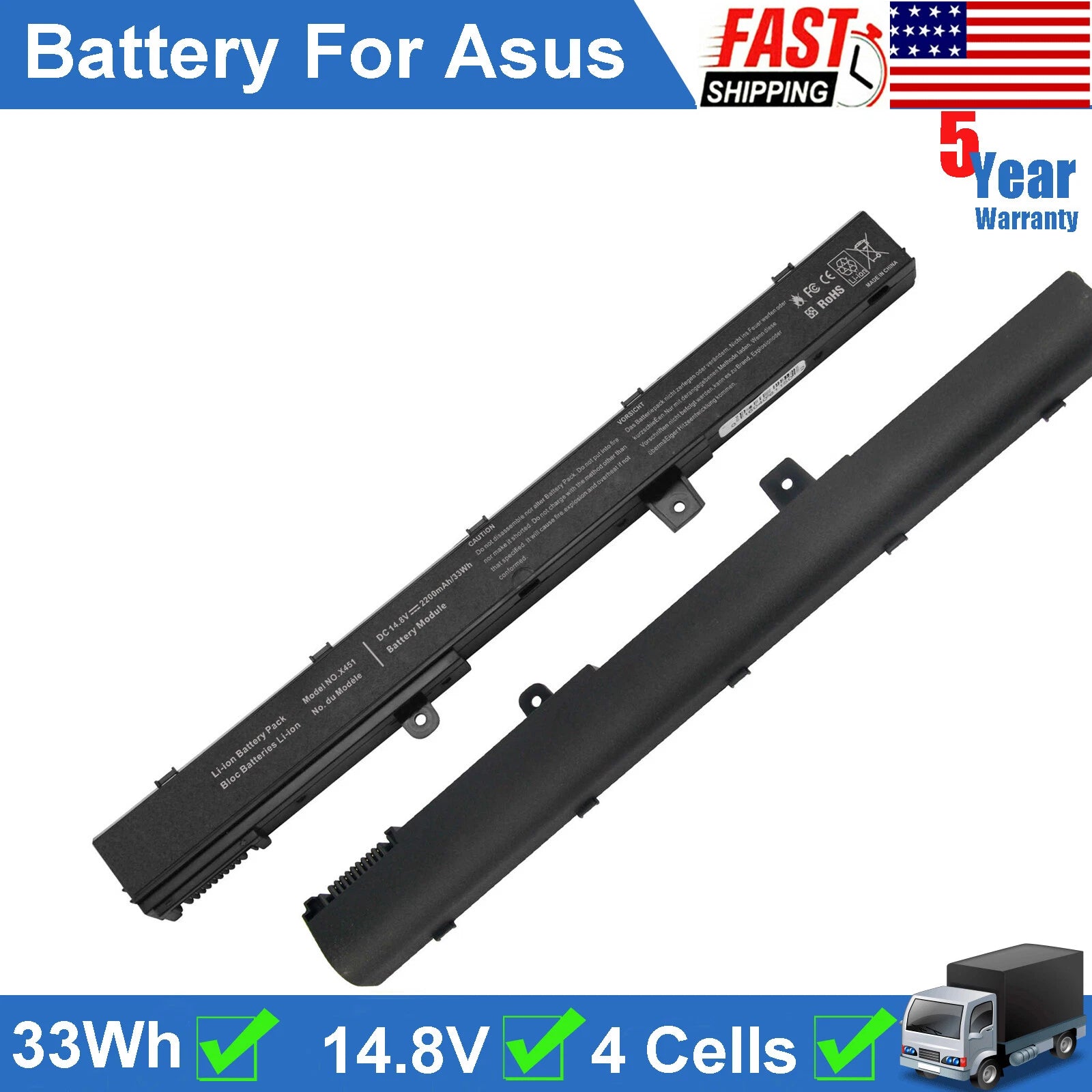 Battery For Asus X551 X551C X551CA X551M X551MA Series A31N1319 A41N1308 Laptop