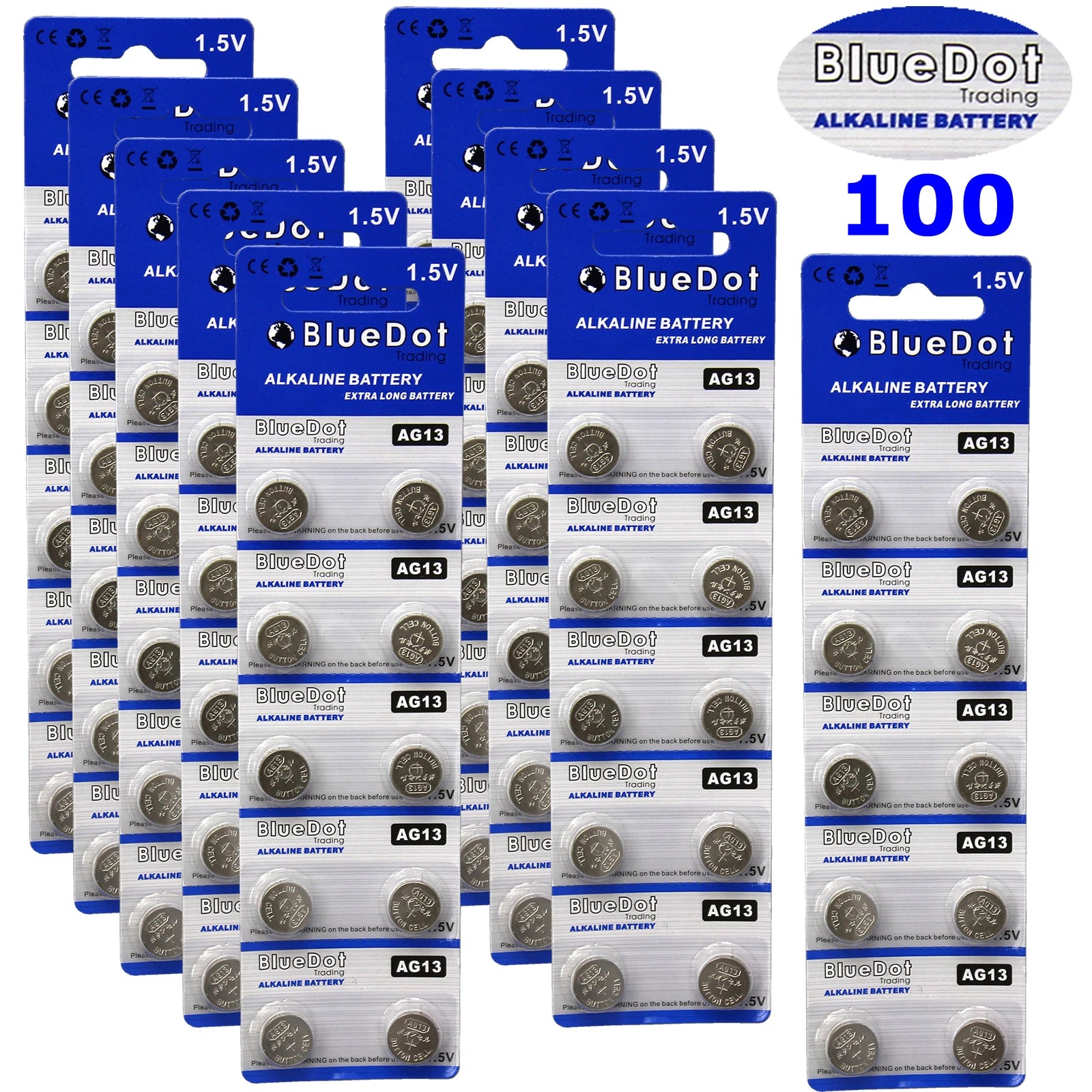 (100) LR44 AG13 357 357A A76 303 L1154 1.5 Volt Alkaline Batteries USA Shipper
