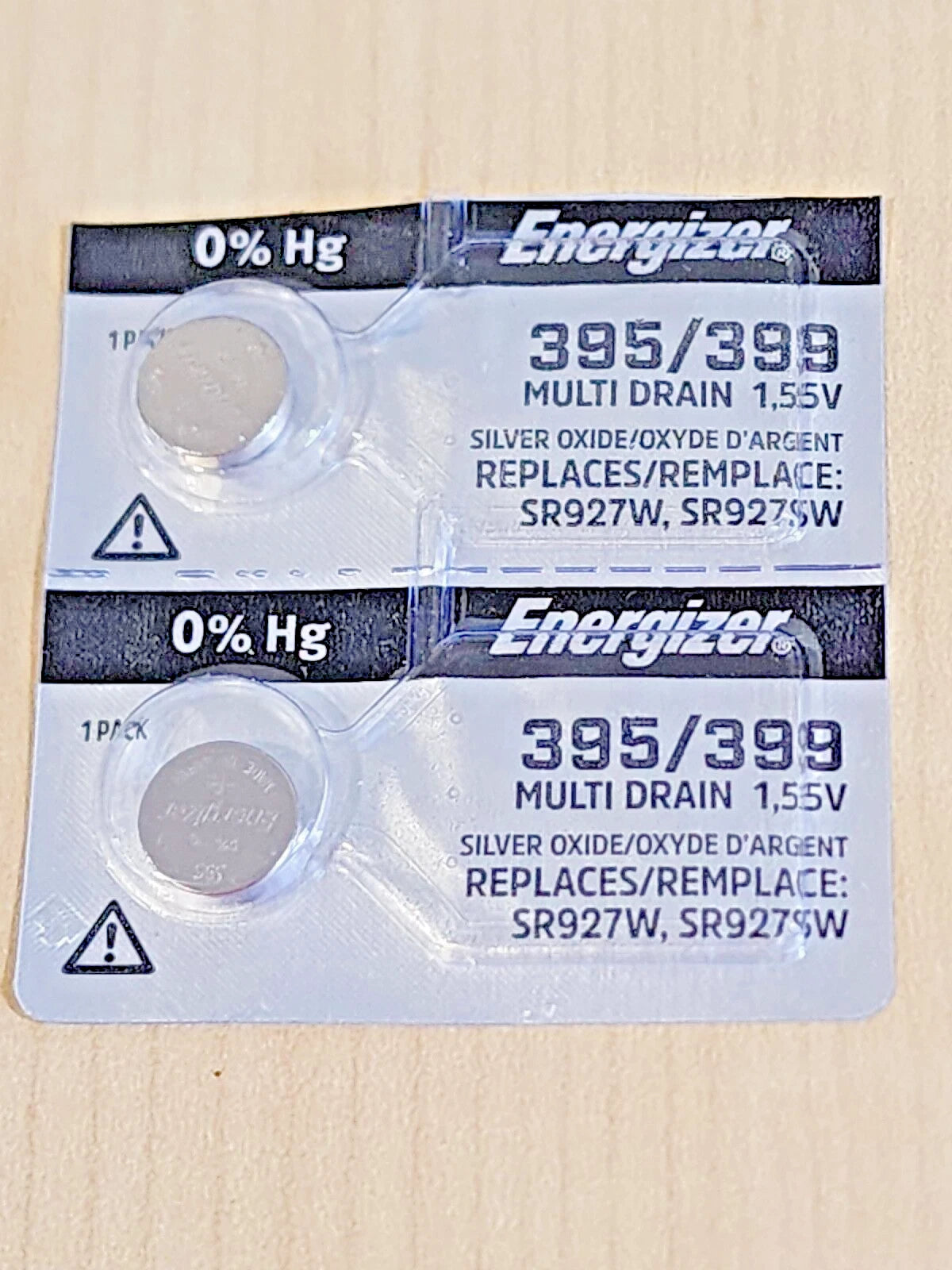 2 PACK GENUINE ENERGIZER 395/399 silver oxide 1.55v watch battery SR927W SR927SW