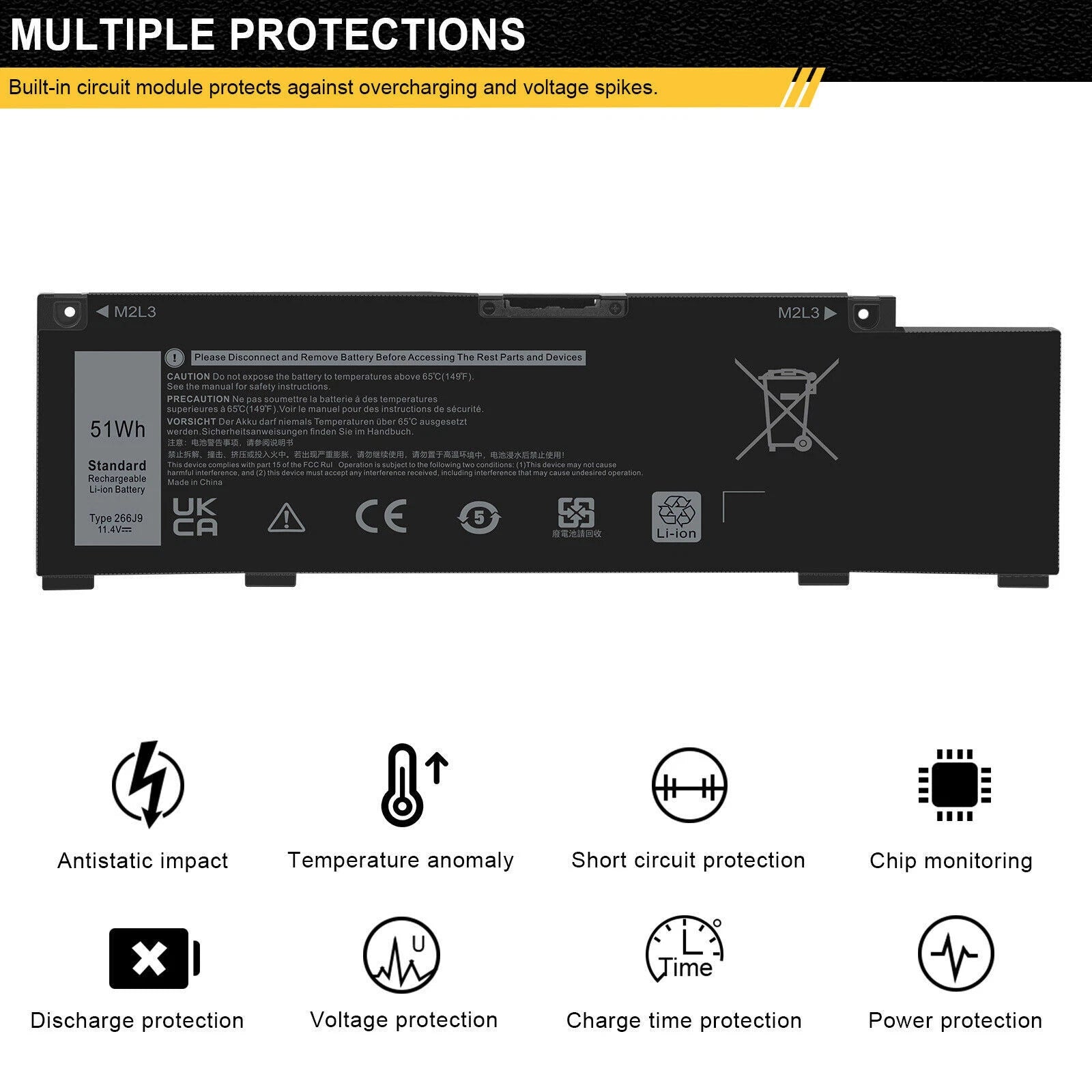 Replace 266J9 Battery for Dell G3 15 3500 3590 G5 5500 5505 C9VNH 0415CG 0PN1VN