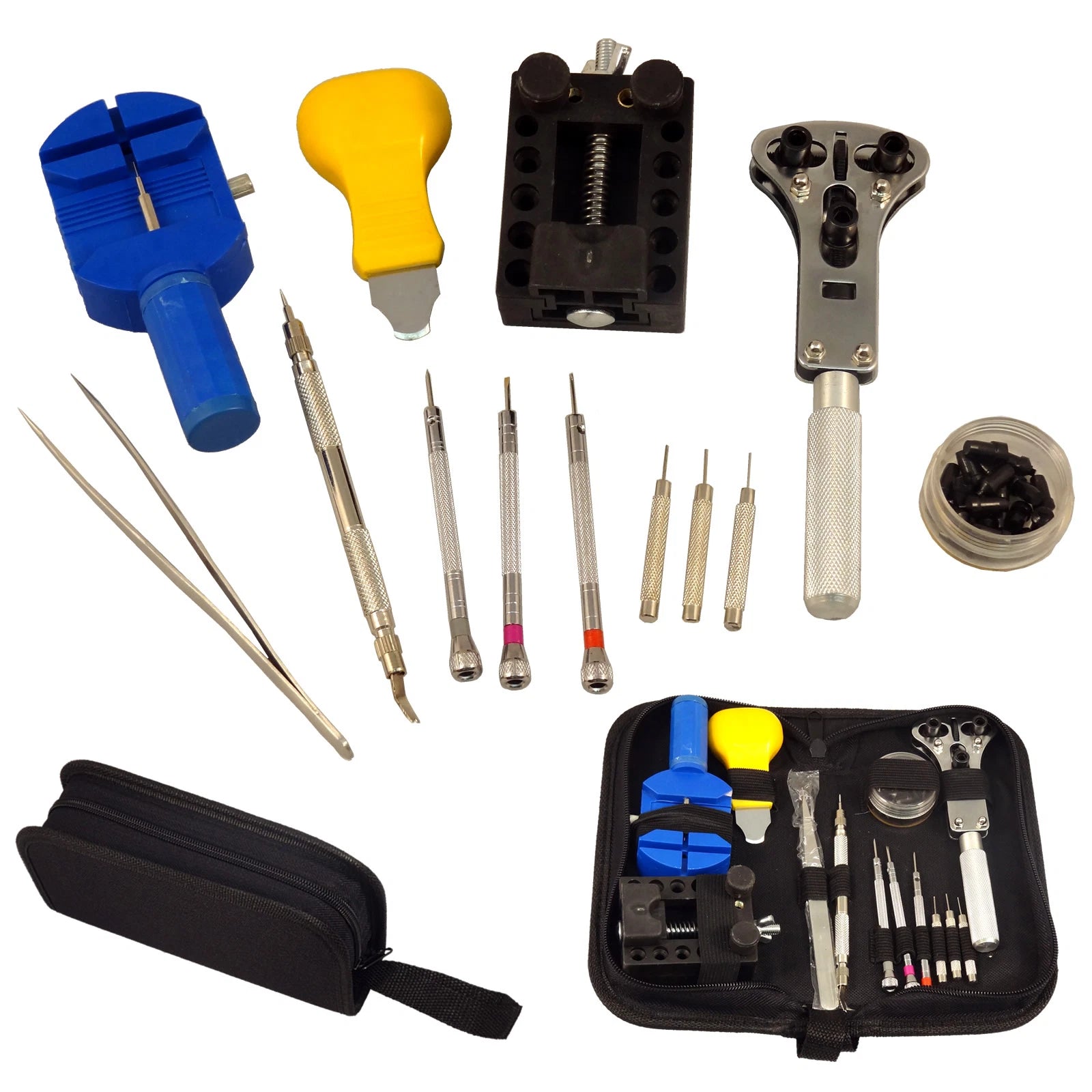 13 pc Watch Repair Tool Kit Zip Case Battery Opener Link Pin Remover Screwdriver