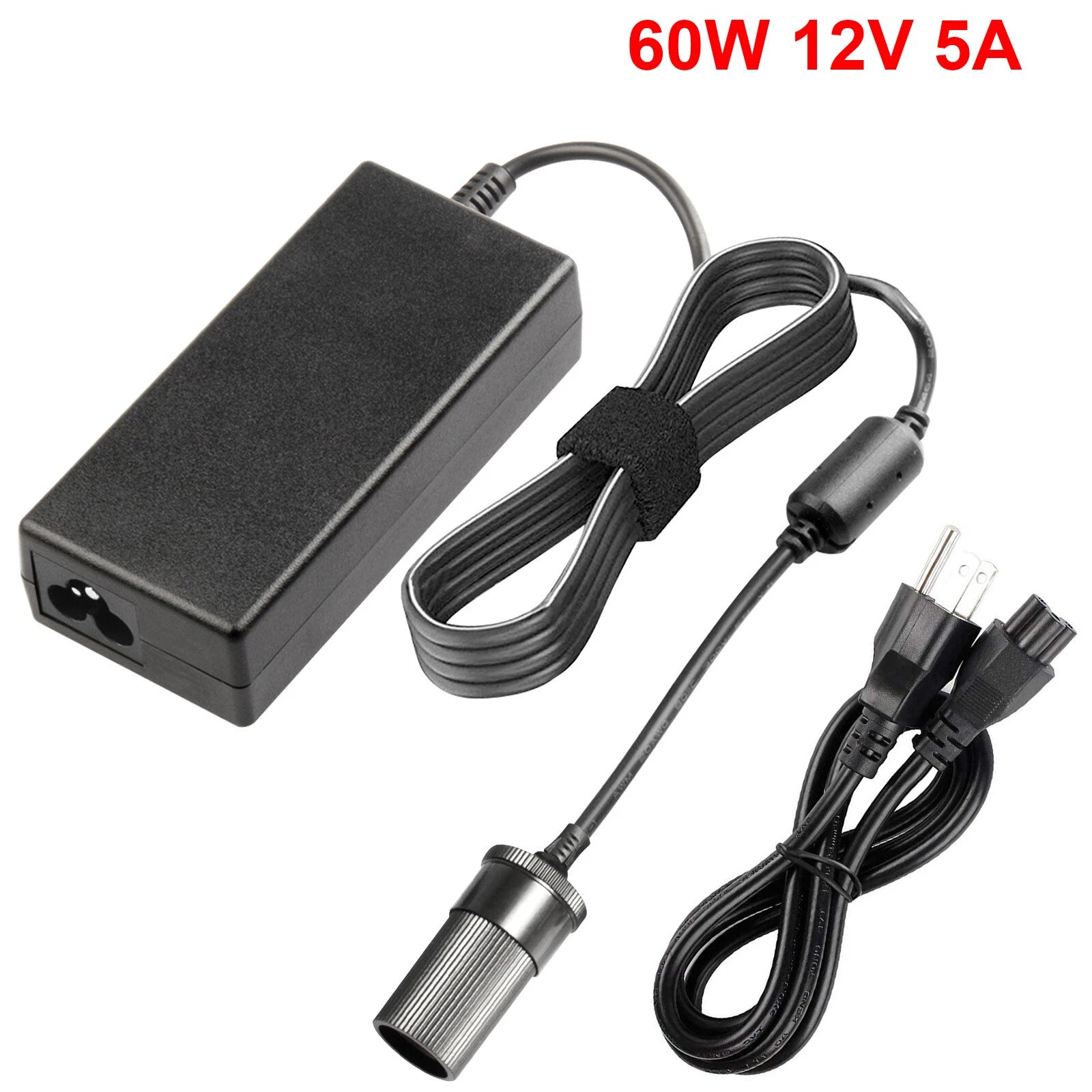 AC&DC Power Adapter,5A Converter 110V AC to 12V DC,Car Cigarette Ligher Socket