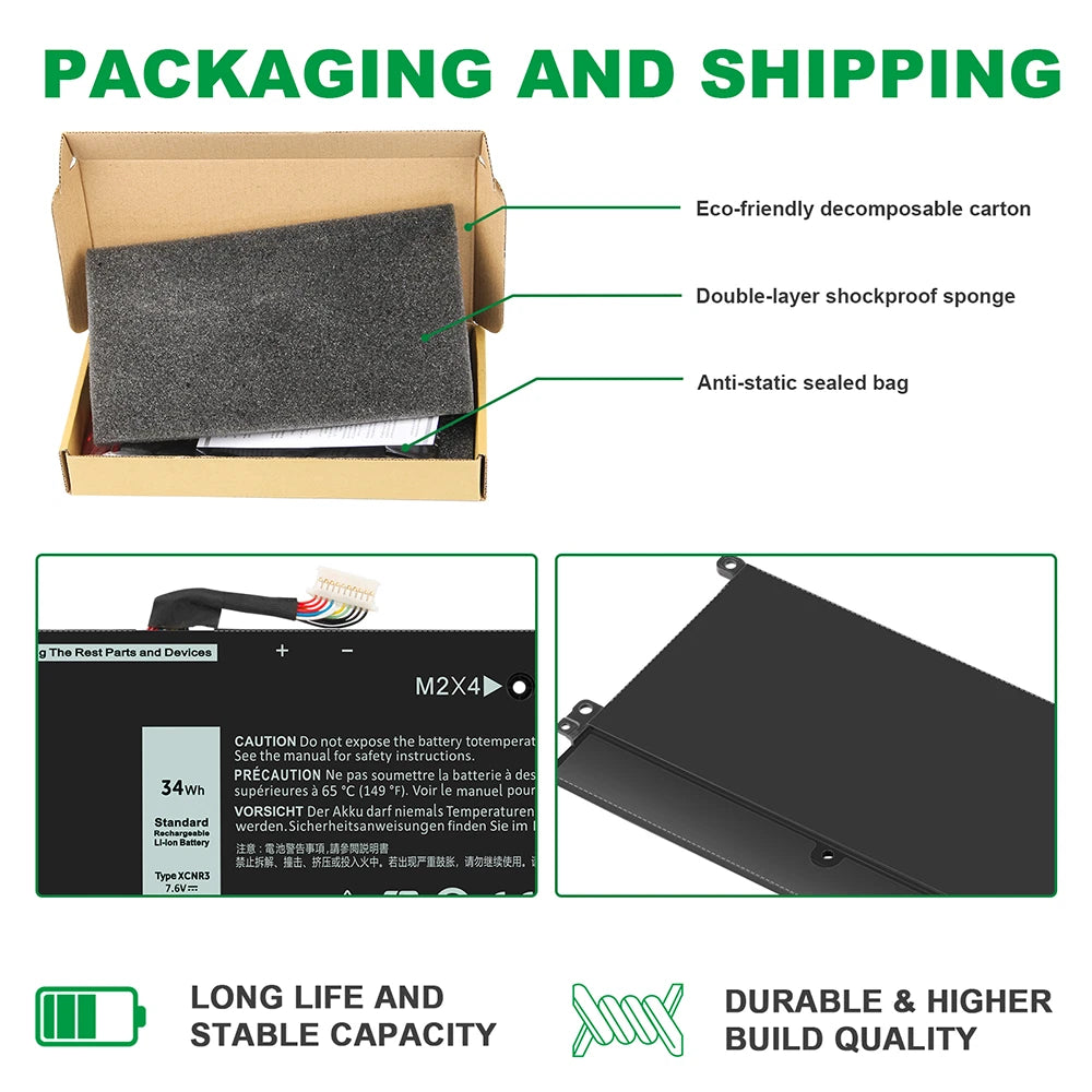 XCNR3 WY7CG Laptop Battery for Dell Latitude 13 7370 E7370 Series 7.6V 34Wh US