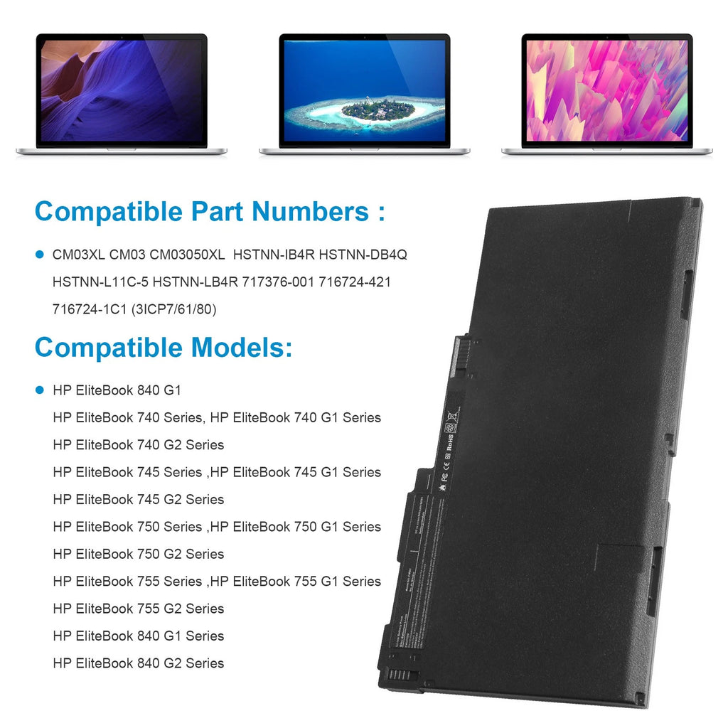 ??NEW CM03XL Battery For HP EliteBook 840 845 850 740 G1 G2 717376-001 4400mAh