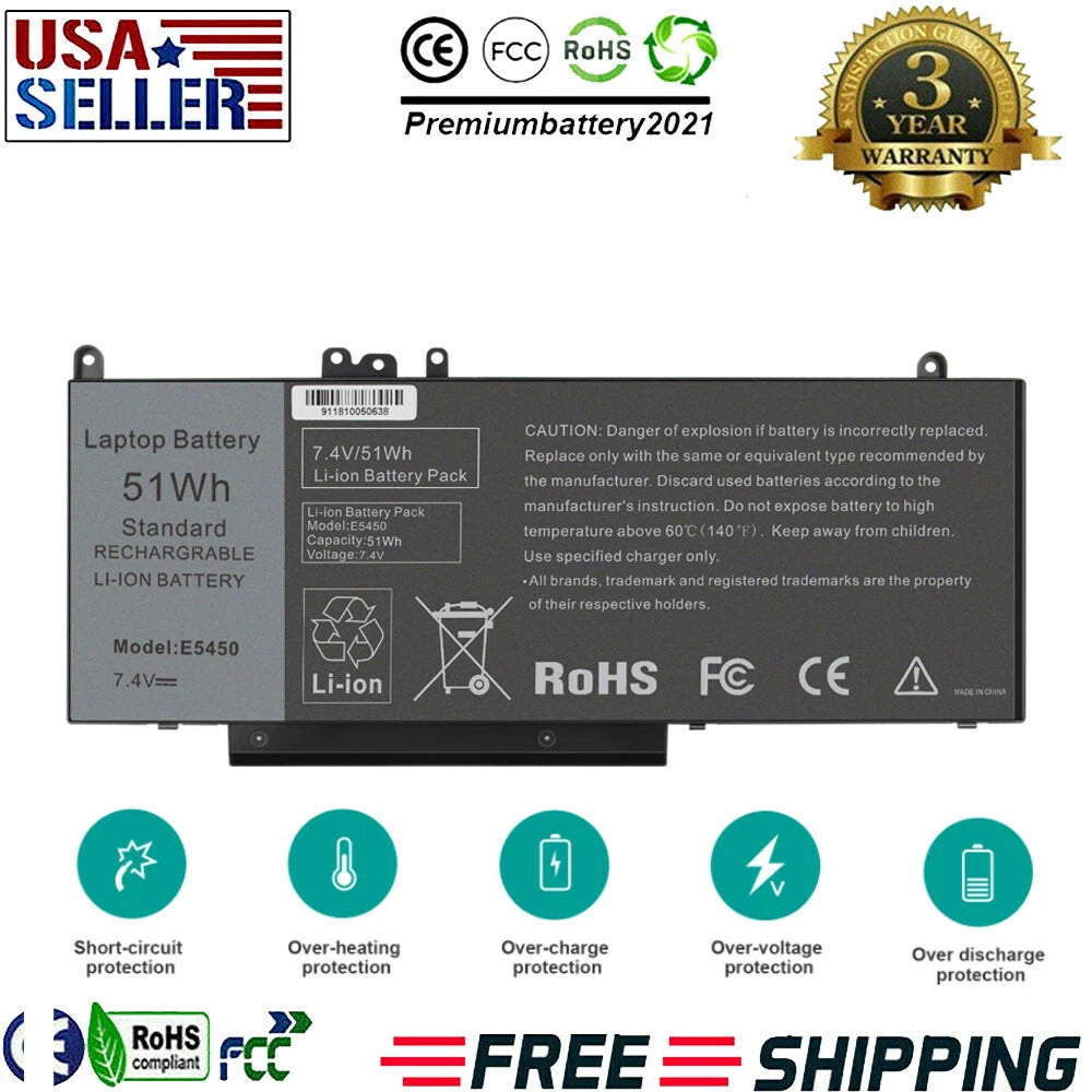 G5M10 Laptop Battery For Dell Latitude E5450 E5550 WYJC2 8V5GX GMT4T R9XM9 51Wh