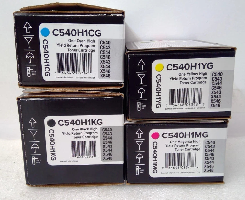NEW Lexmark C540 C540H1KG, C540H4YG, C540H1CG, C540H1MG CMYK Toner Set