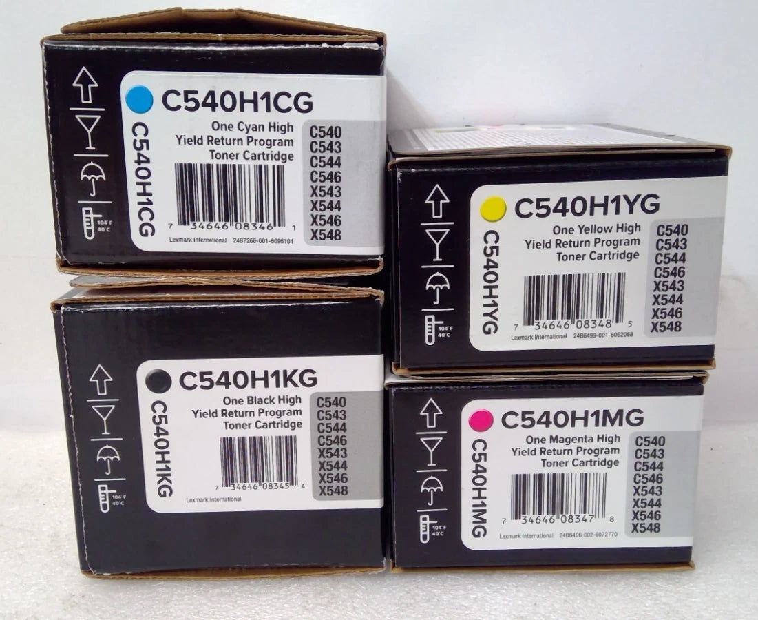NEW Lexmark C540 C540H1KG, C540H4YG, C540H1CG, C540H1MG CMYK Toner Set