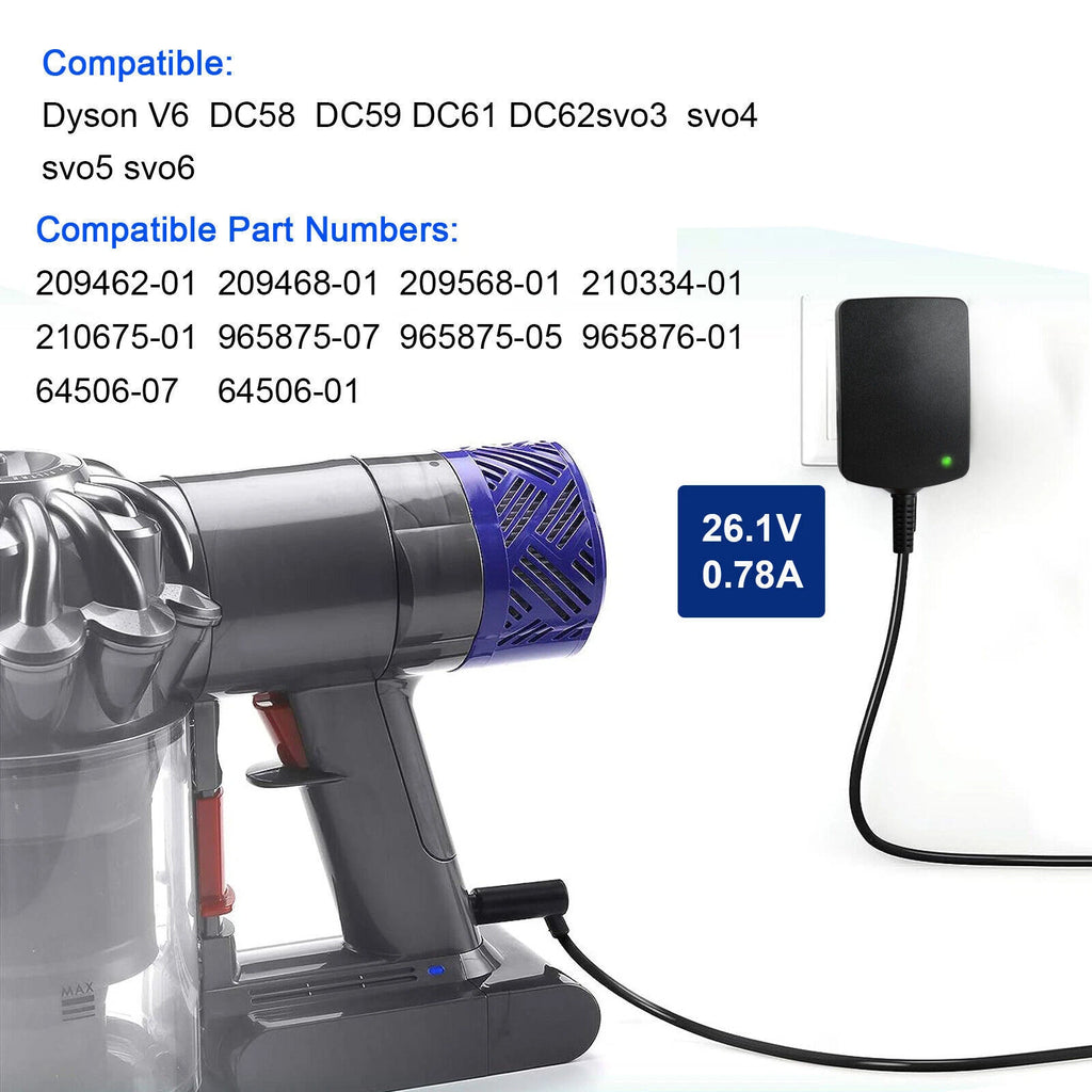 Battery Charger 26V 0.78A For Dyson Cordless V6 V7 V8 Animal, Absolute,Motorhead
