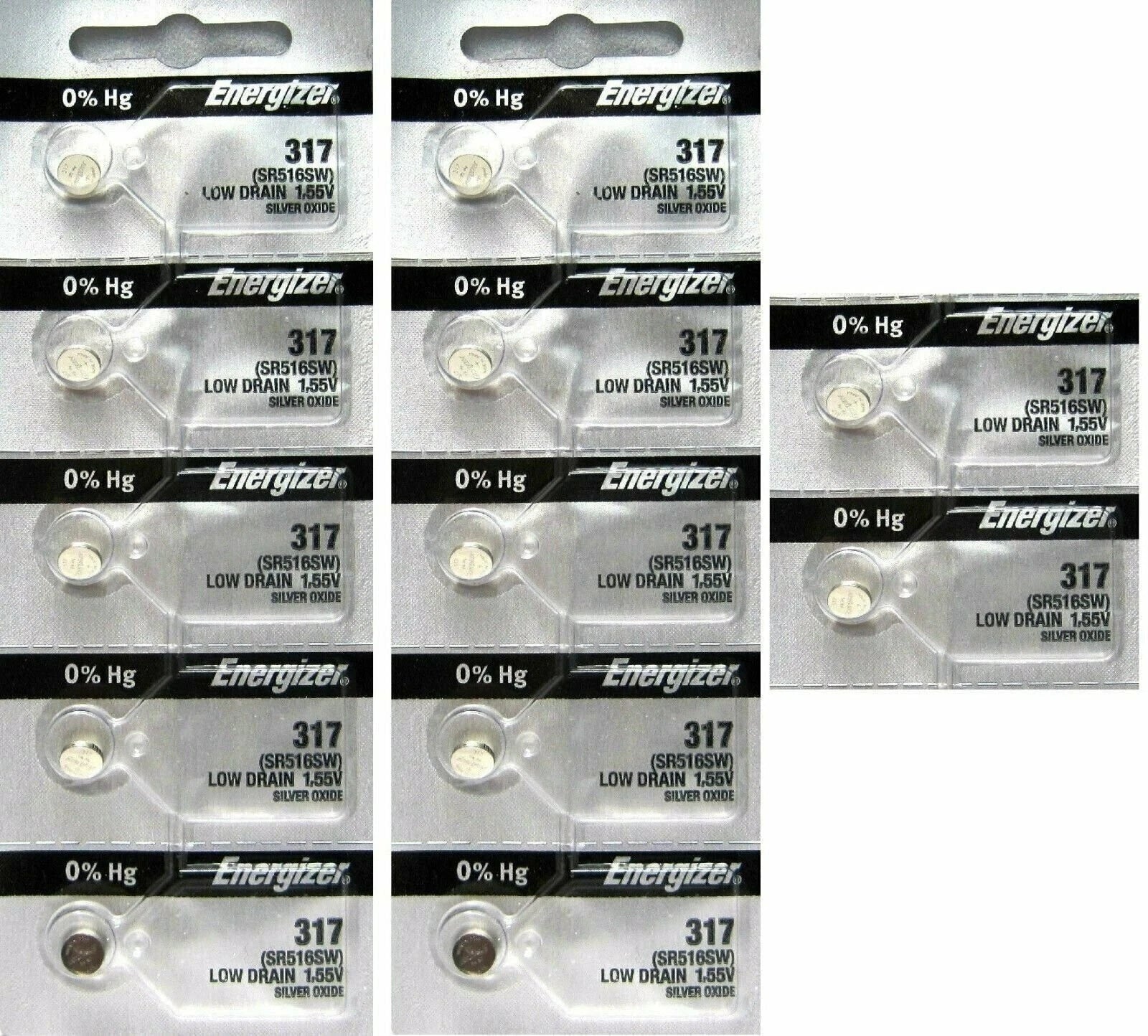 12 Energizer 317 SR516SW Watch Batteries