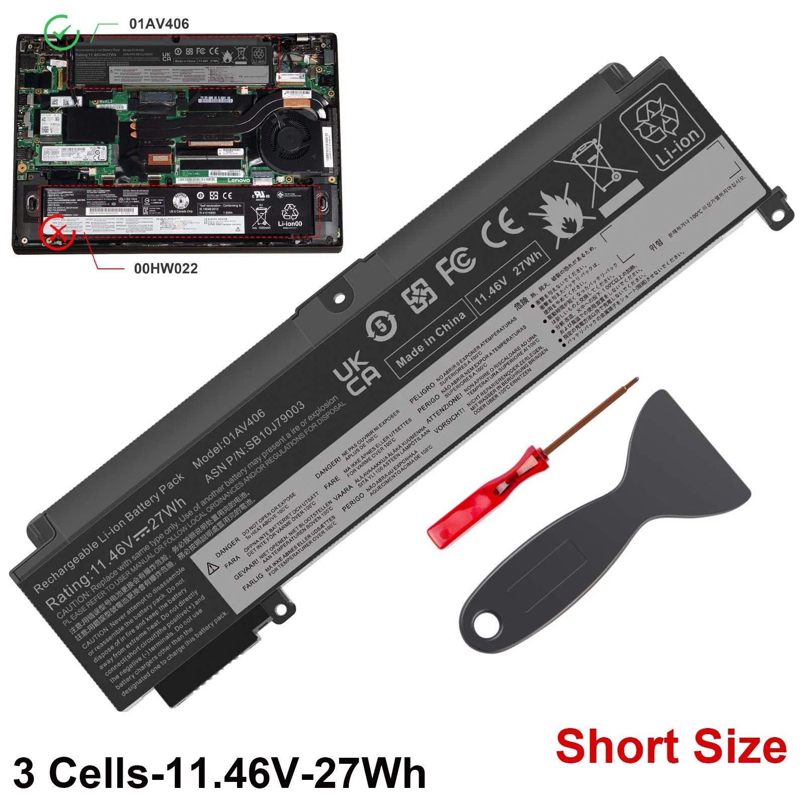 Internal Battery 00HW024 00HW025 For Lenovo ThinkPad T460s T470s 01AV405 01AV406