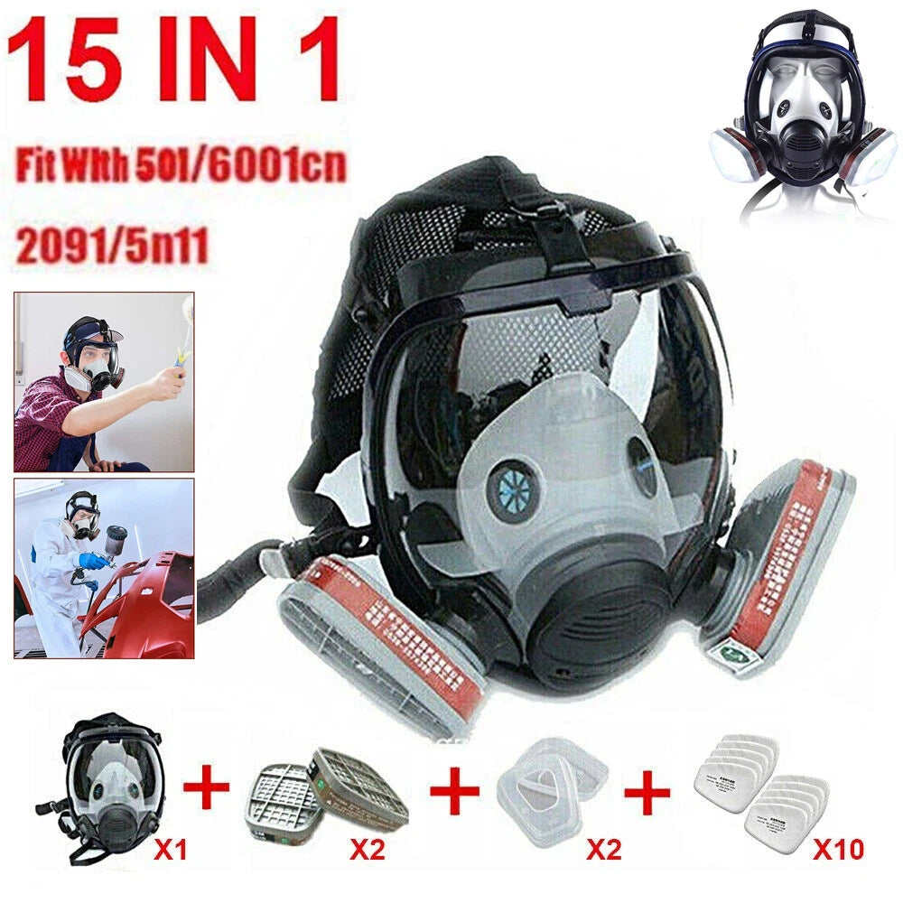 15/19 in1 Set For 6800 Facepiece Respirator Gas Mask Full Face Spraying Painting