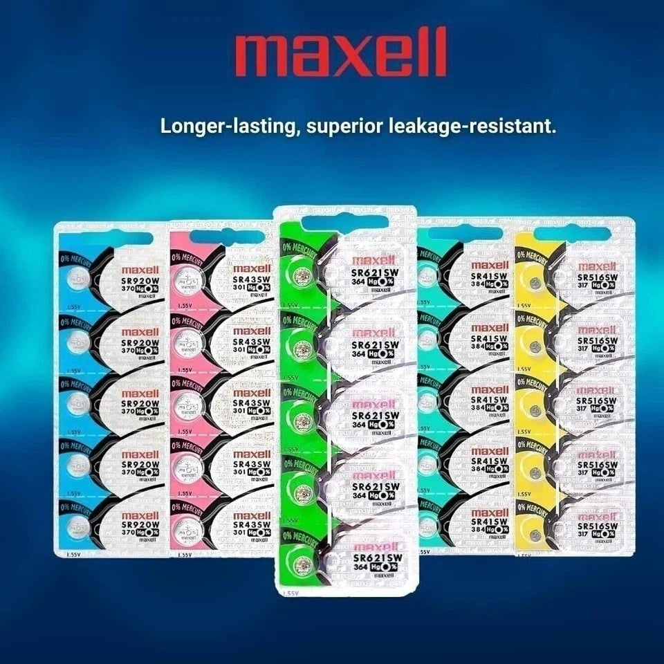 2 x MAXELL SR621SW 364 D364 602 1.55v Silver Oxide Button Cell Watch Battery...