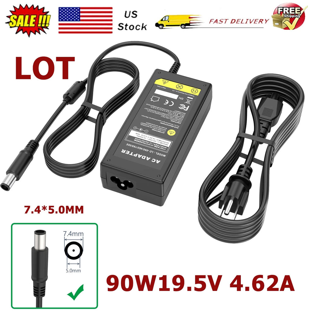 Lot 90W 19.5V 4.62A for Dell Laptop AC Adapter Charger Power Supply 7.4*5 mm Tip