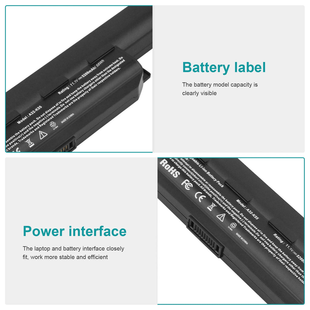 Battery for ASUS A32-K55 A32-K55X A33-K55 A41-K55 Q500A X55 X55a X55c 58Wh