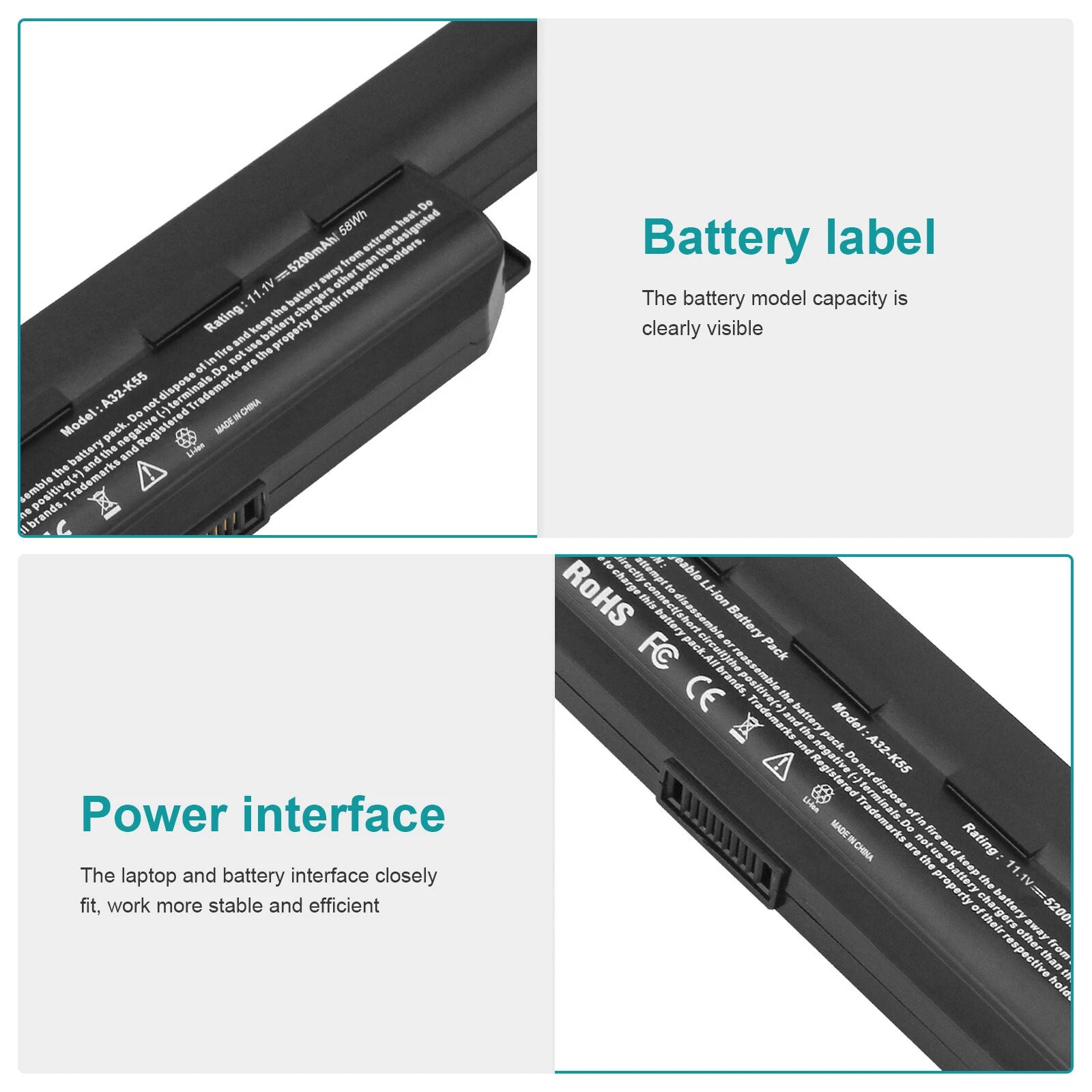 Battery for ASUS A32-K55 A32-K55X A33-K55 A41-K55 Q500A X55 X55a X55c 58Wh