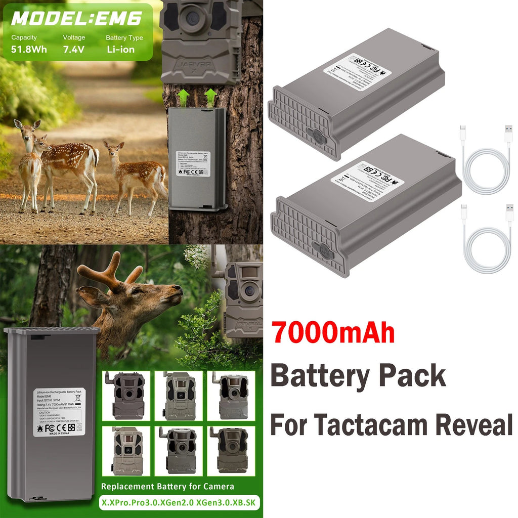 ??Lipo Lithium Battery Pack For TACTACAM Reveal X Gen 3.0, 2.0, X, X Pro 7000mAh