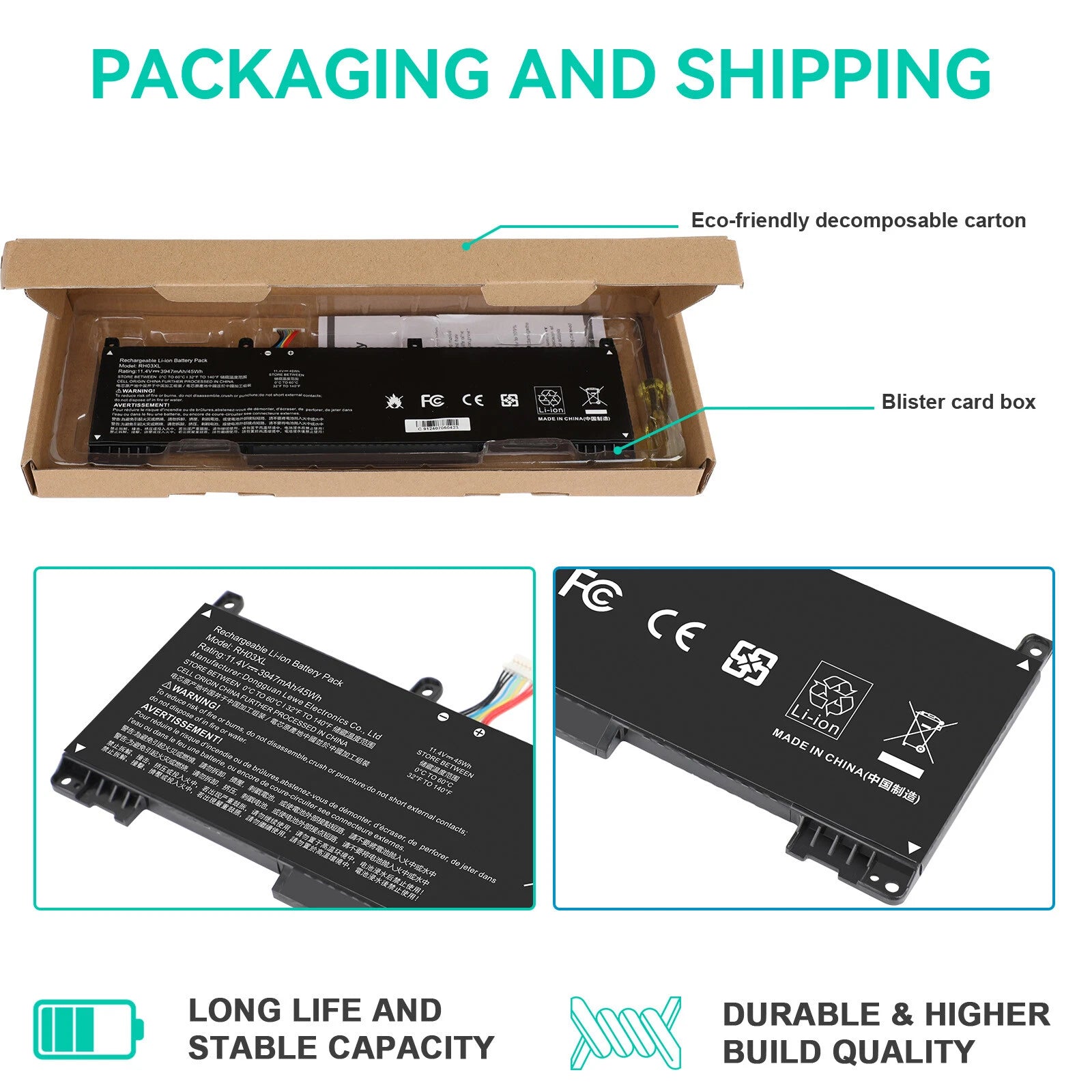 RH03XL Battery for HP ProBook 430 440 445 450 630 640 650 G8 HSTNN-IB9Q 45Wh