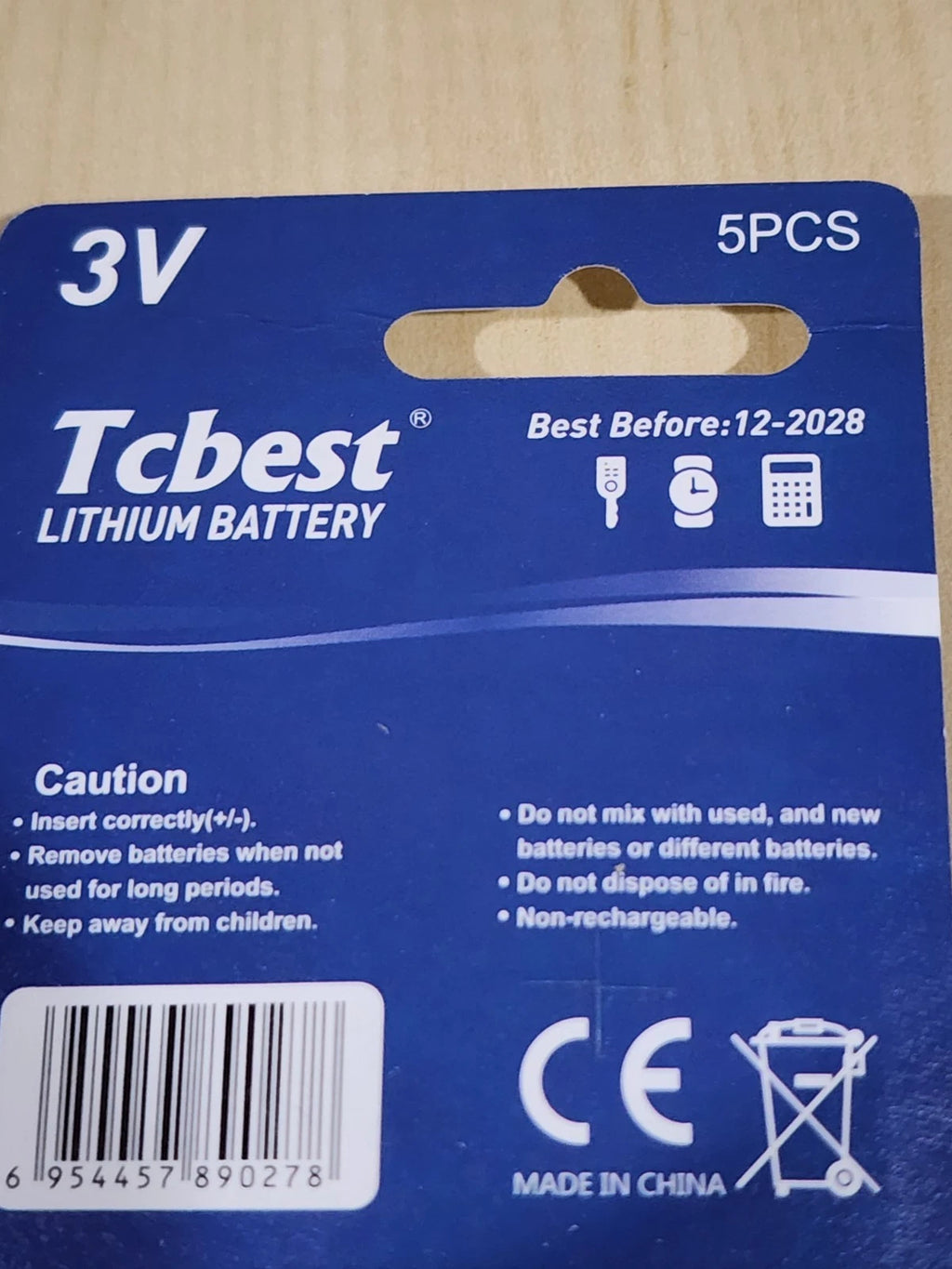 5 pc Tcbest CR2477 2477 Lithium Coin Cell 3V Battery Fresh (five batteries)