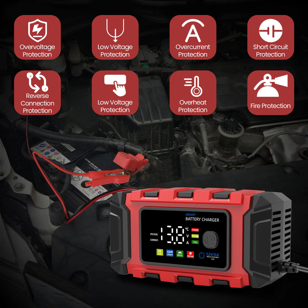 12V Smart Car Battery Charger Automatic Lifepo4 Repair Maintainer Trickle Gel US