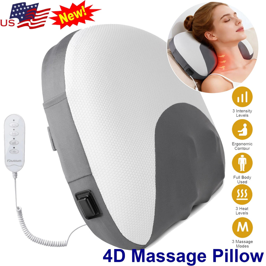 Shiatsu Back Neck and Shoulder Massager with Heat Deep Tissue 3D Kneading Pillow