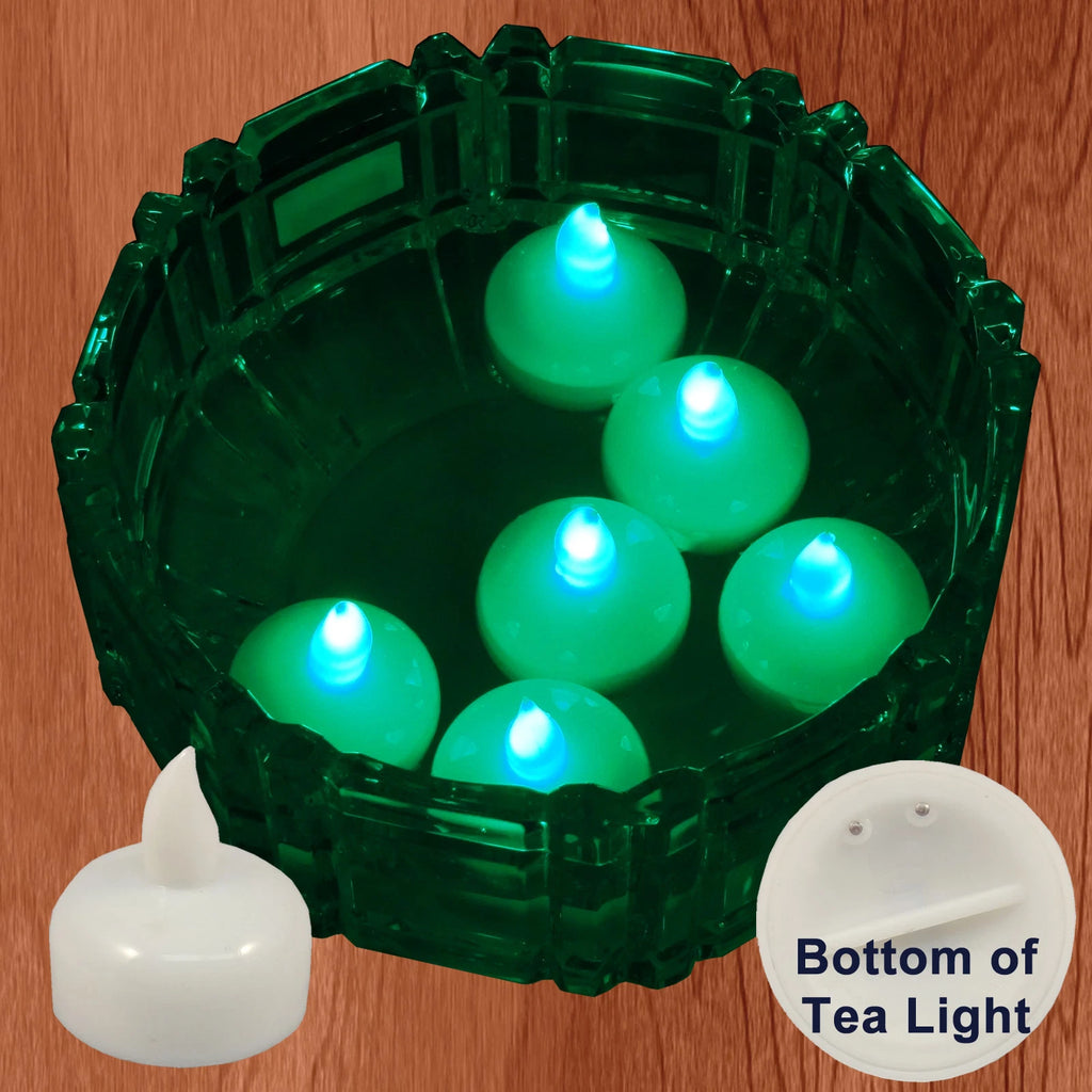 18 Flameless Floating LED tealight Candle Battery operated Green tea lights NEW