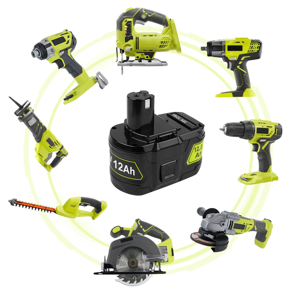 12Ah For RYOBI 18V Battery P108 High Capacity 18Volt Lithium-Ion P102 P104 P109