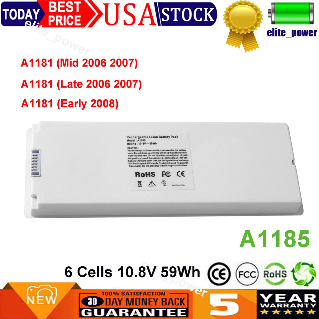 For MacBook 13" A1181 Mid 2006 2007 Late 2006 2007 Early 2008 A1185 Battery NEW