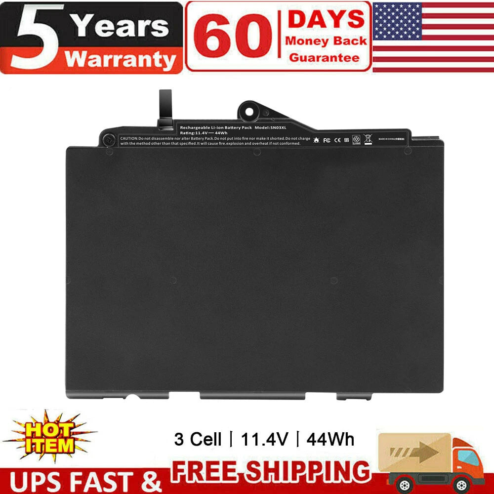 Replacement For HP EliteBook 820 G3 G4 725 G3 Battery 44Wh SN03XL HSTNN-DB6V