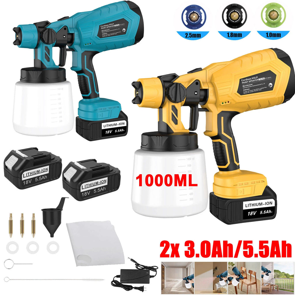 Cordless Paint Sprayer HVLP Electric Spray Gun 3 Patterns For Makita 18V Battery