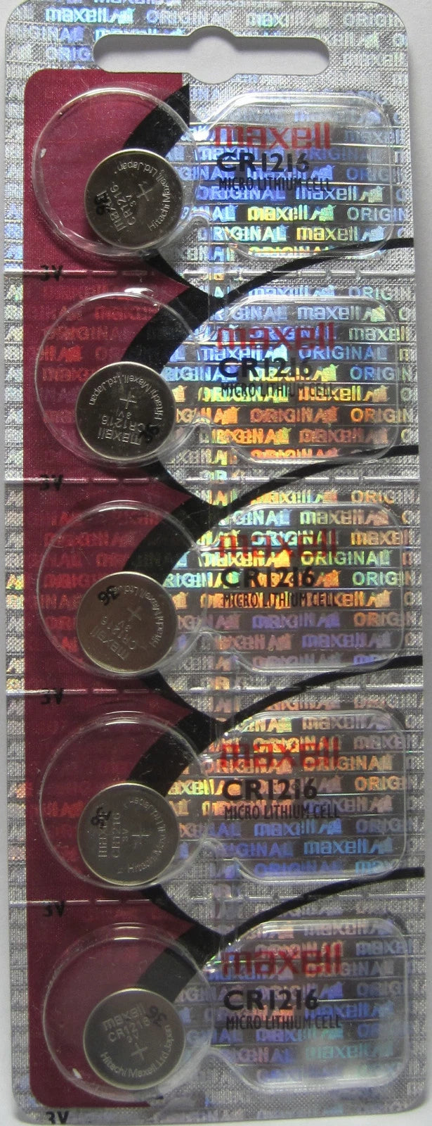 5 Maxell CR1216 1216 3v Lithium Batteries Hologram