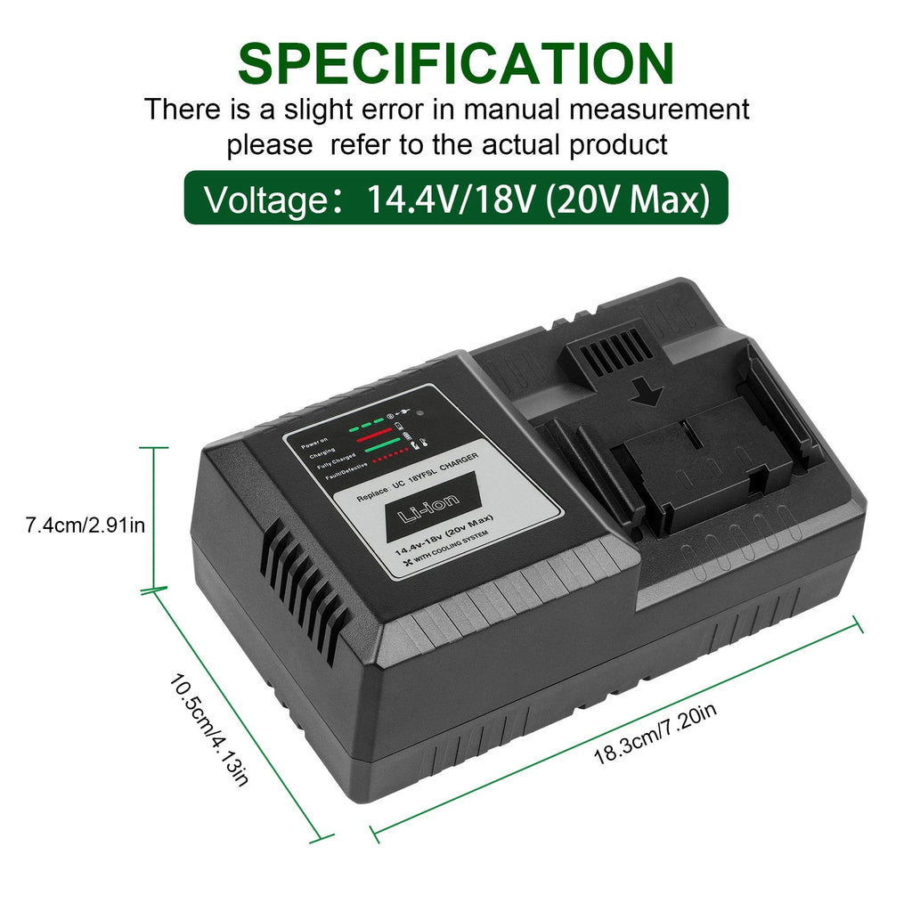 Battery Charger For Hitachi 14.4V- 18V Li-Ion UC18YFSL UC18YSL3 BSL1815 BSL1820
