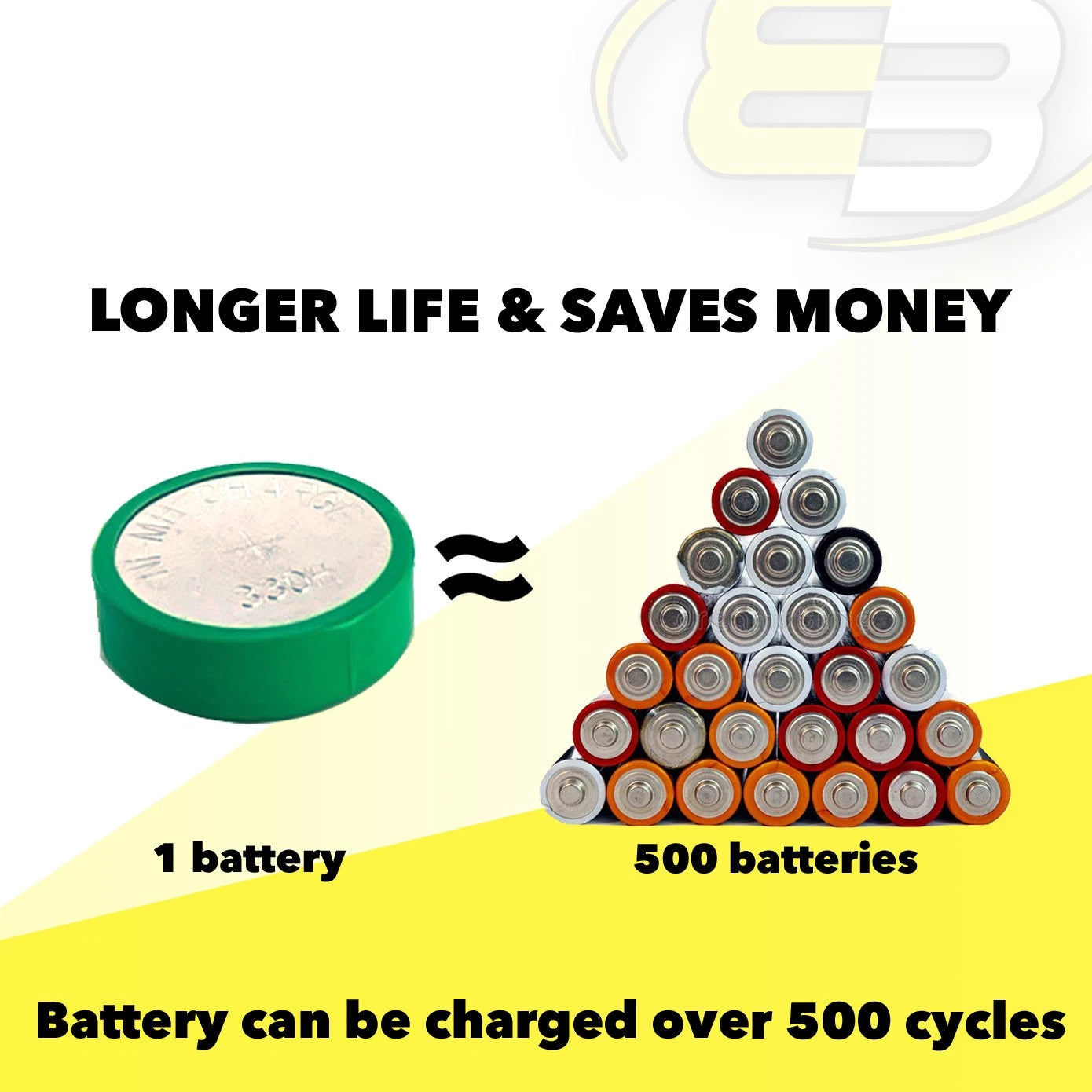 5X Exell 1.2V 330mAh NiMH Flat Top Rechargable Battery