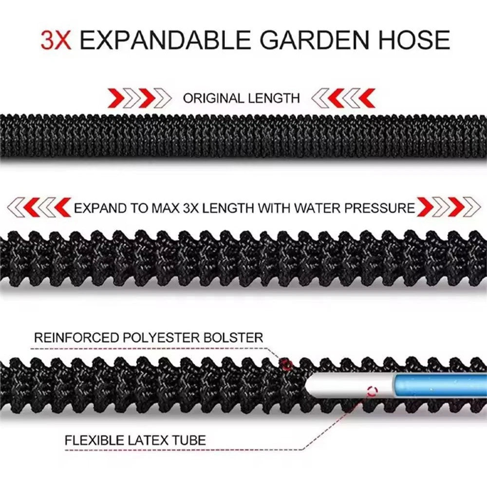 100FT 50FT High Pressure Washer Gun Expandable Flexible Garden Water Hose Nozzle