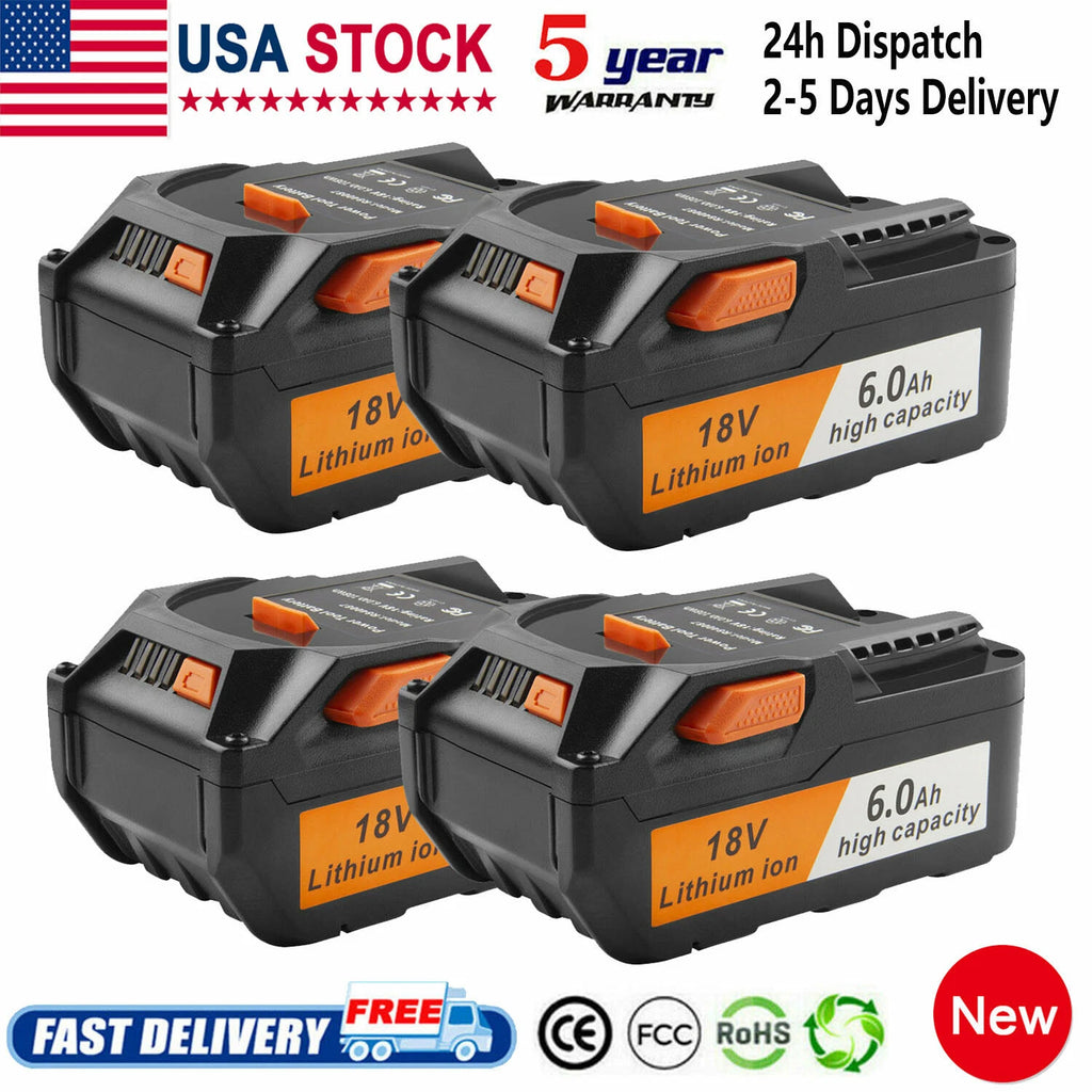 2-4PACK for Ridgid R840085 6.0Ah Lithium Battery Rigid 18Volt R840087 Power Tool