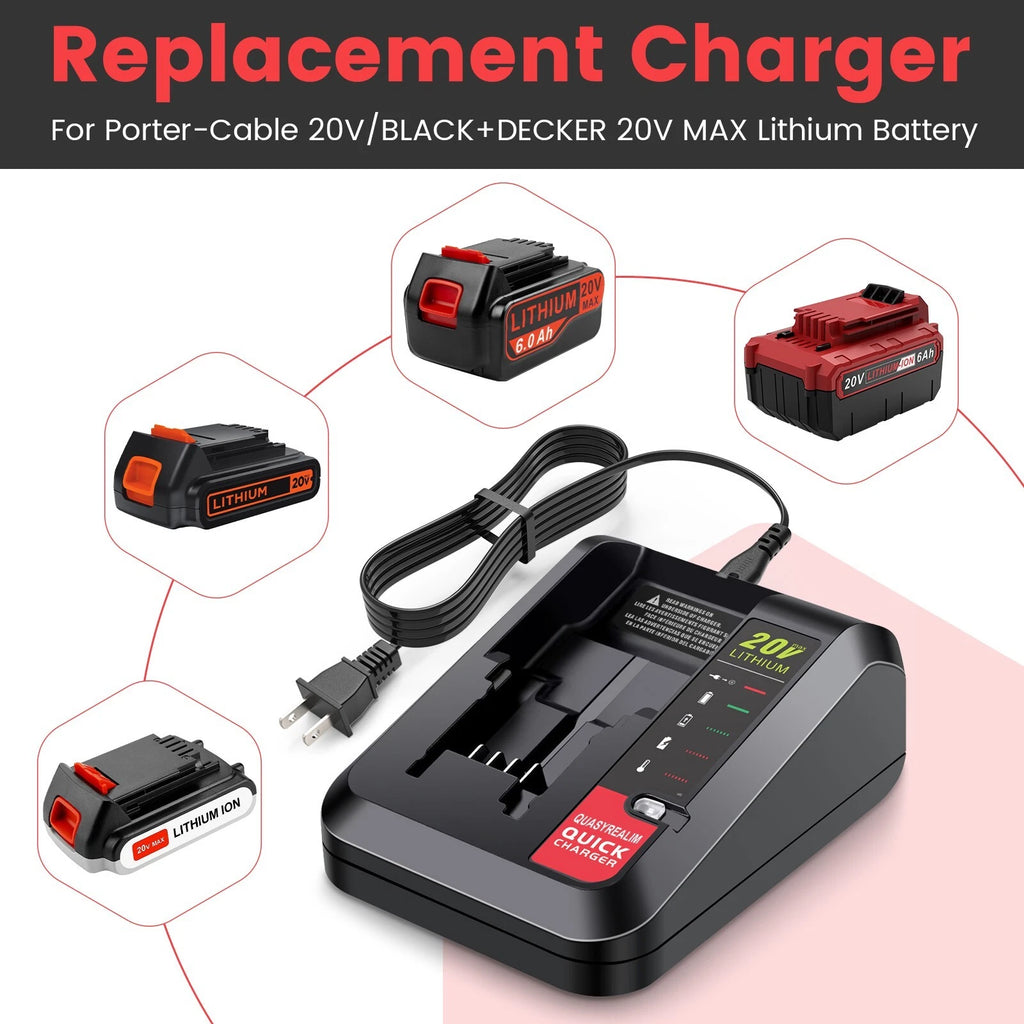 QUASYREALIM Charger for Porter-Cable 20V Lithium Battery