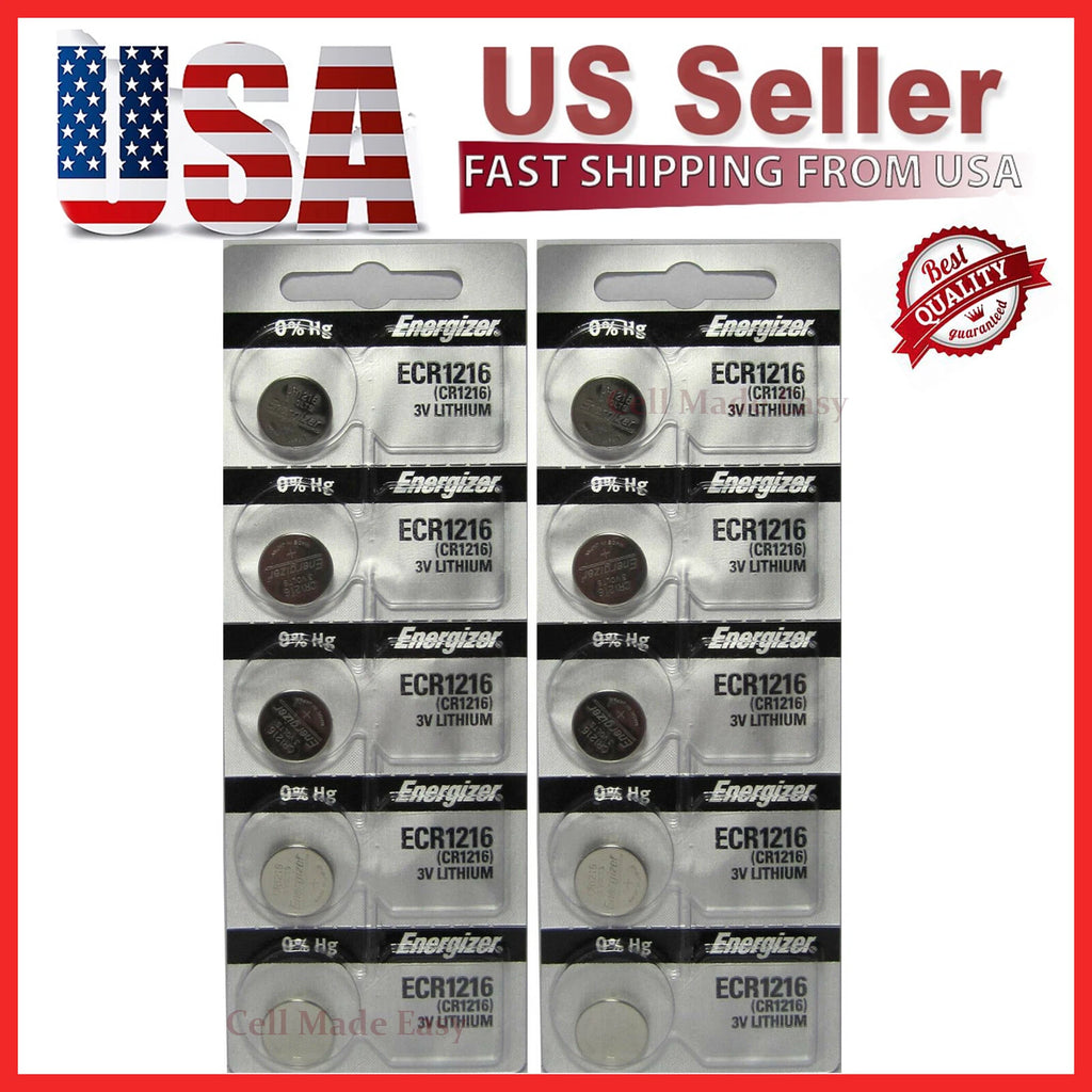 10 NEW SUPER FRESH ENERGIZER CR1216 LITHIUM COIN BATTERIES BR1216 CR1216 DL1216B