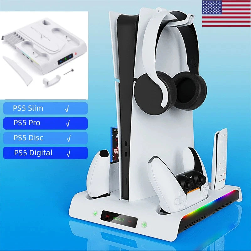 PS5 Slim Stand Cooling Fan PS5 Controller Charging Station for Sony Playstation5