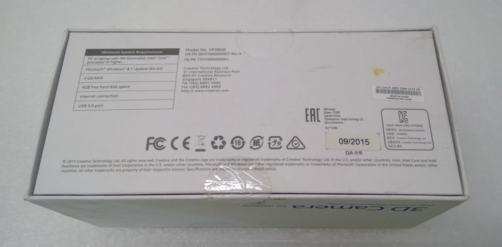 Creative Intel RealSense 3D Camera VF0800 F200 Web Cam Depth Sensor USB 3.0