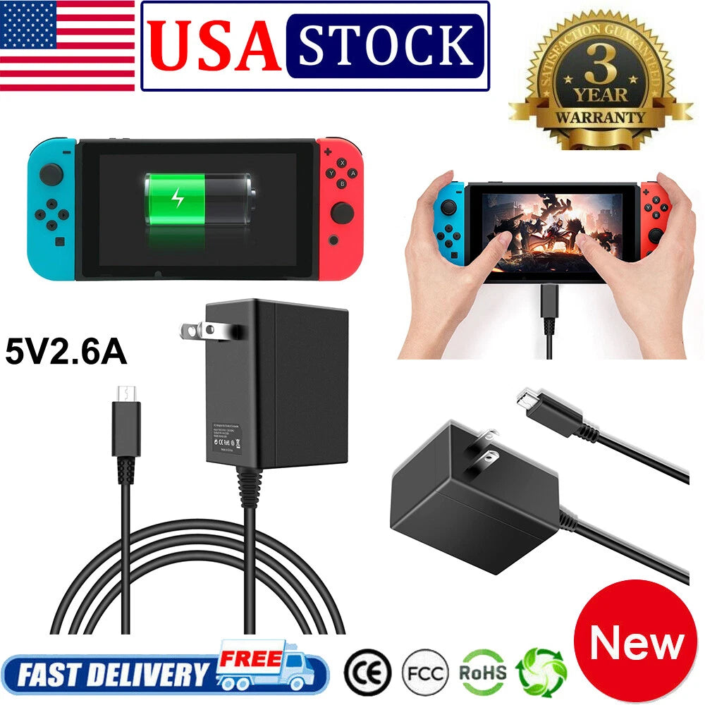 AC Adapter Power Supply Wall Travel Charger For Nintendo Switch & Pro Controller
