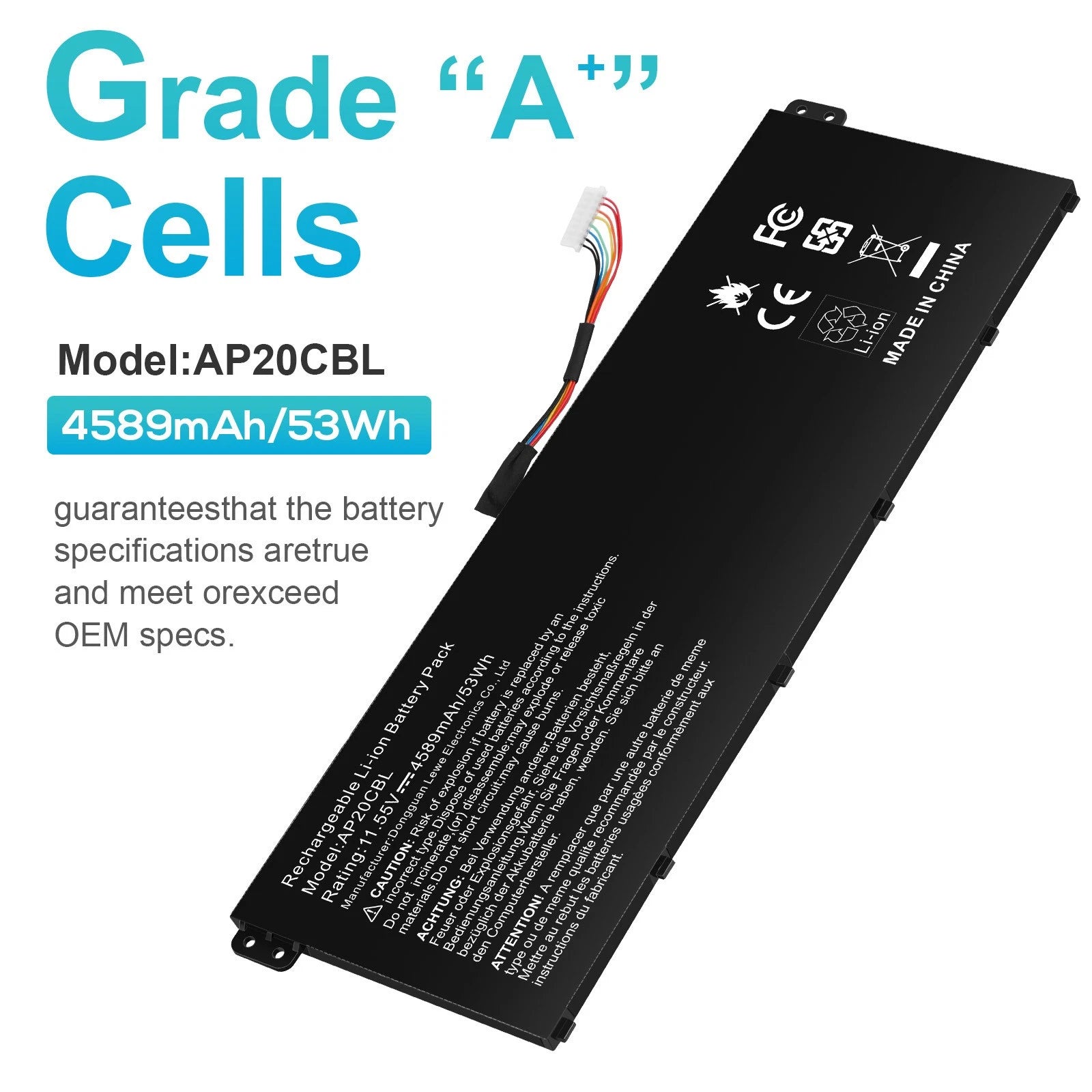 ?53Wh 11.55V AP20CBL Battery For Acer Aspire 5 A515-45 A515-46 Aspire 7 A715-43G