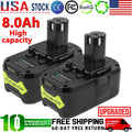 1-2x 8.0Ah For RYOBI 18V Battery High Capacity P108 18Volt Lithium-Ion Battery